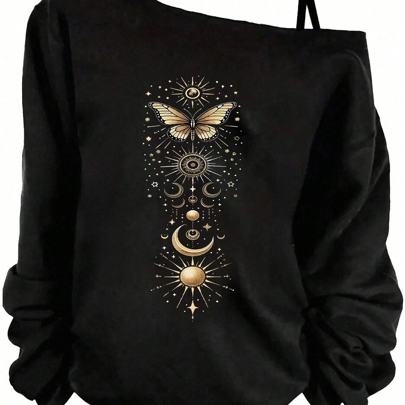 TEMU European And American Women's Fashion Unique -shoulder Strap Printed Sports Long Sleeve