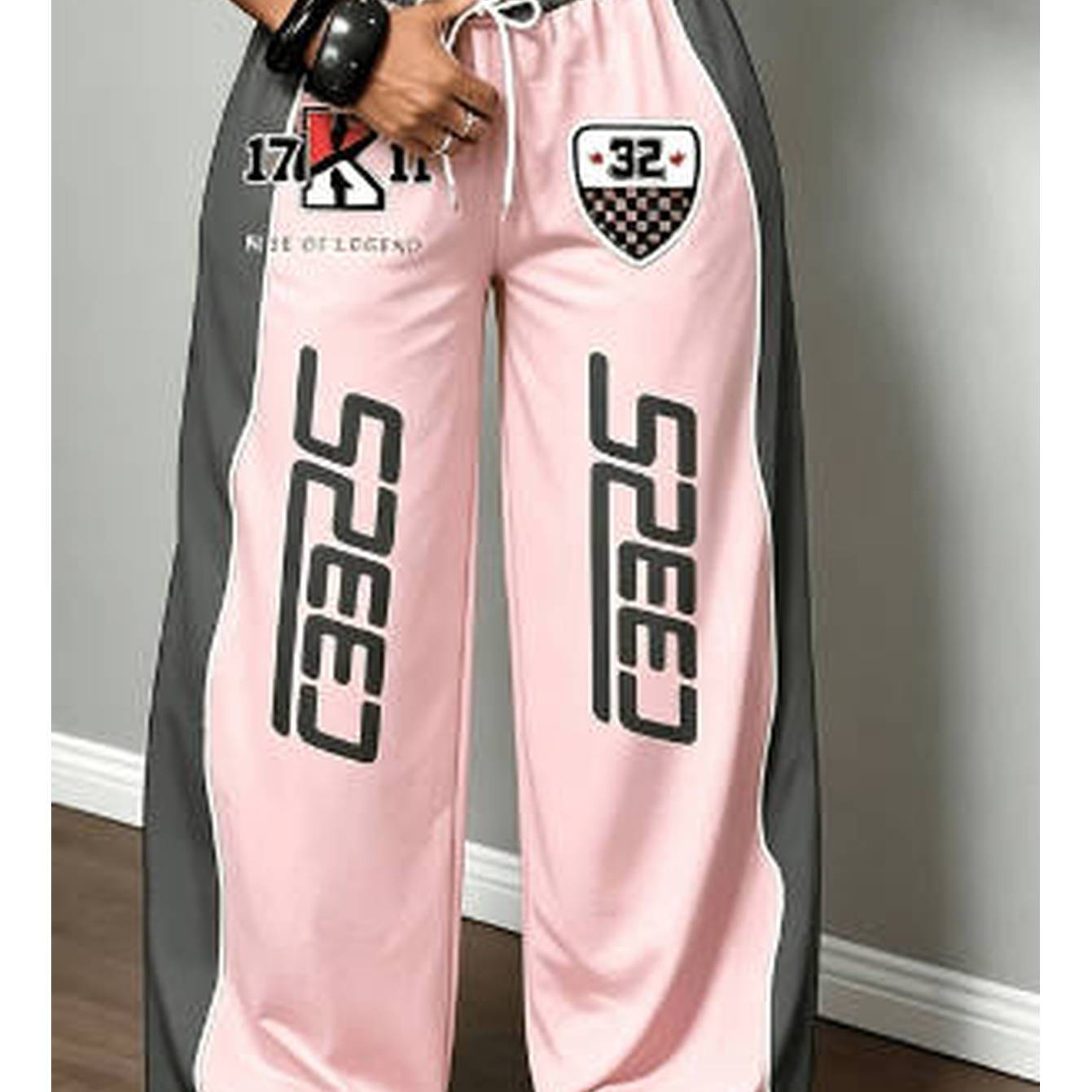 TEMU [printed Design-not Textured] 1pc Long Pants, Suit Print For Spring Summer, Wide-leg Trousers With Drawstring, American Streetwear Trendy Style,