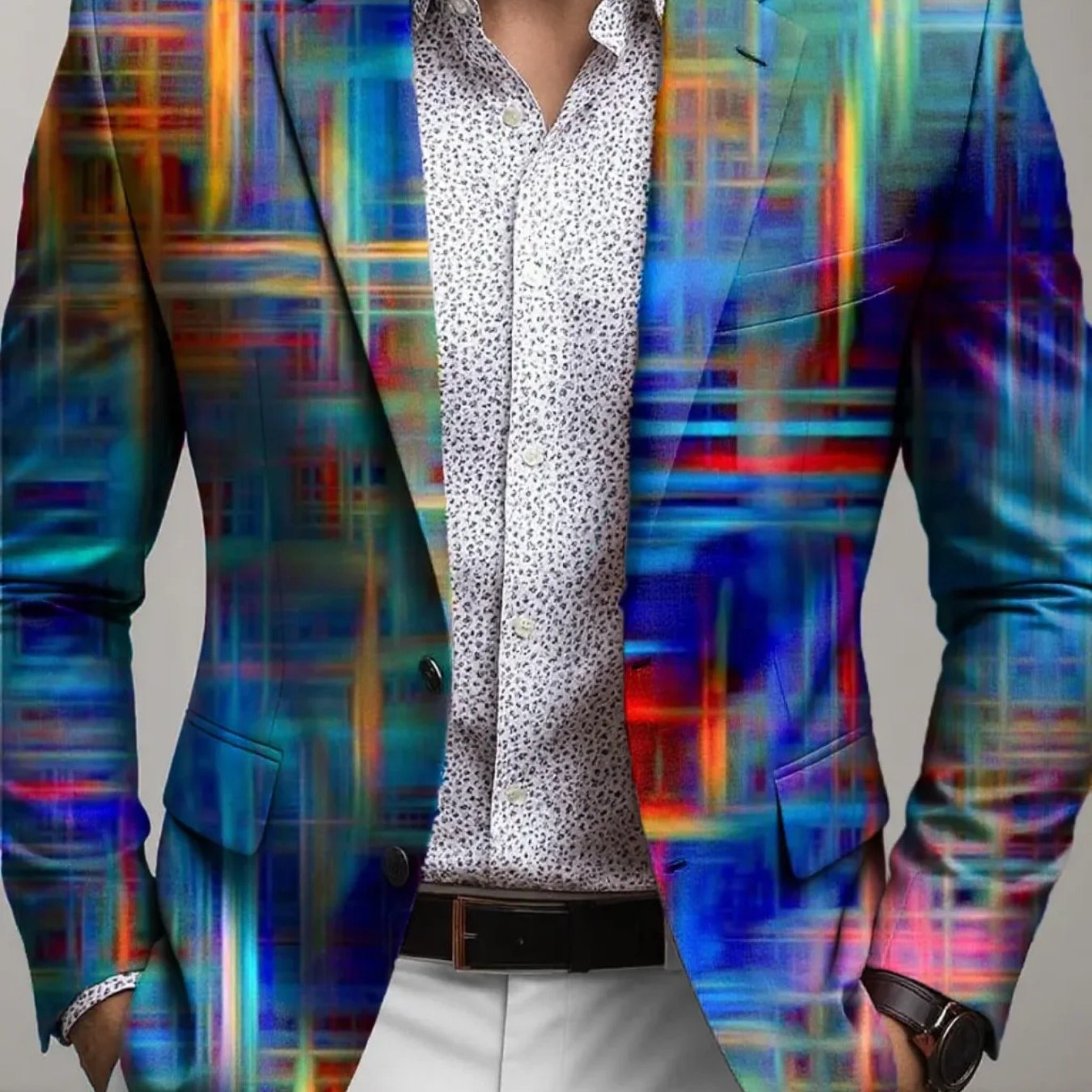 Slim-fit Suit Jacket, A Stylish Piece For Everyday And Parties, Featuring A Modern Suit Cut With Festive Themes, A Unique Item For Fashion Enthusiasts.