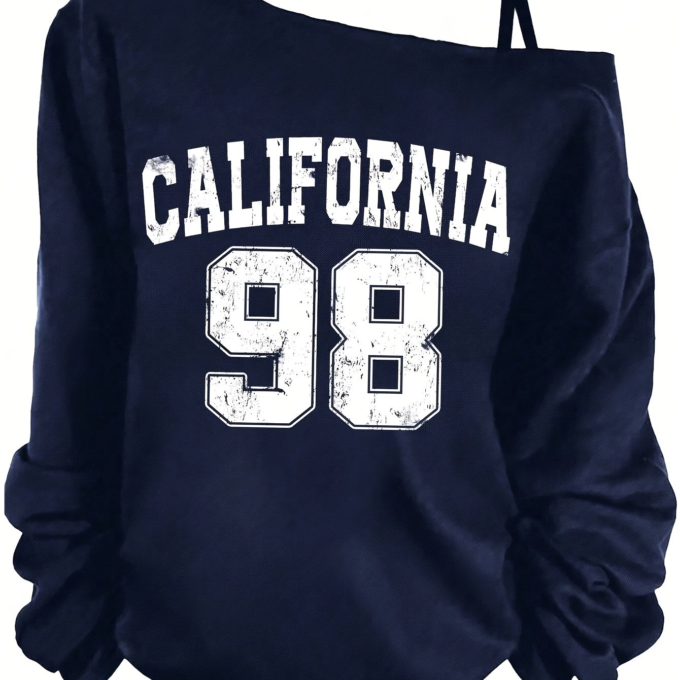 Image of Casual Minimalist Number 98 One-shoulder Asymmetrical Long-sleeved T-shirt, Women's Winter Everyday Top