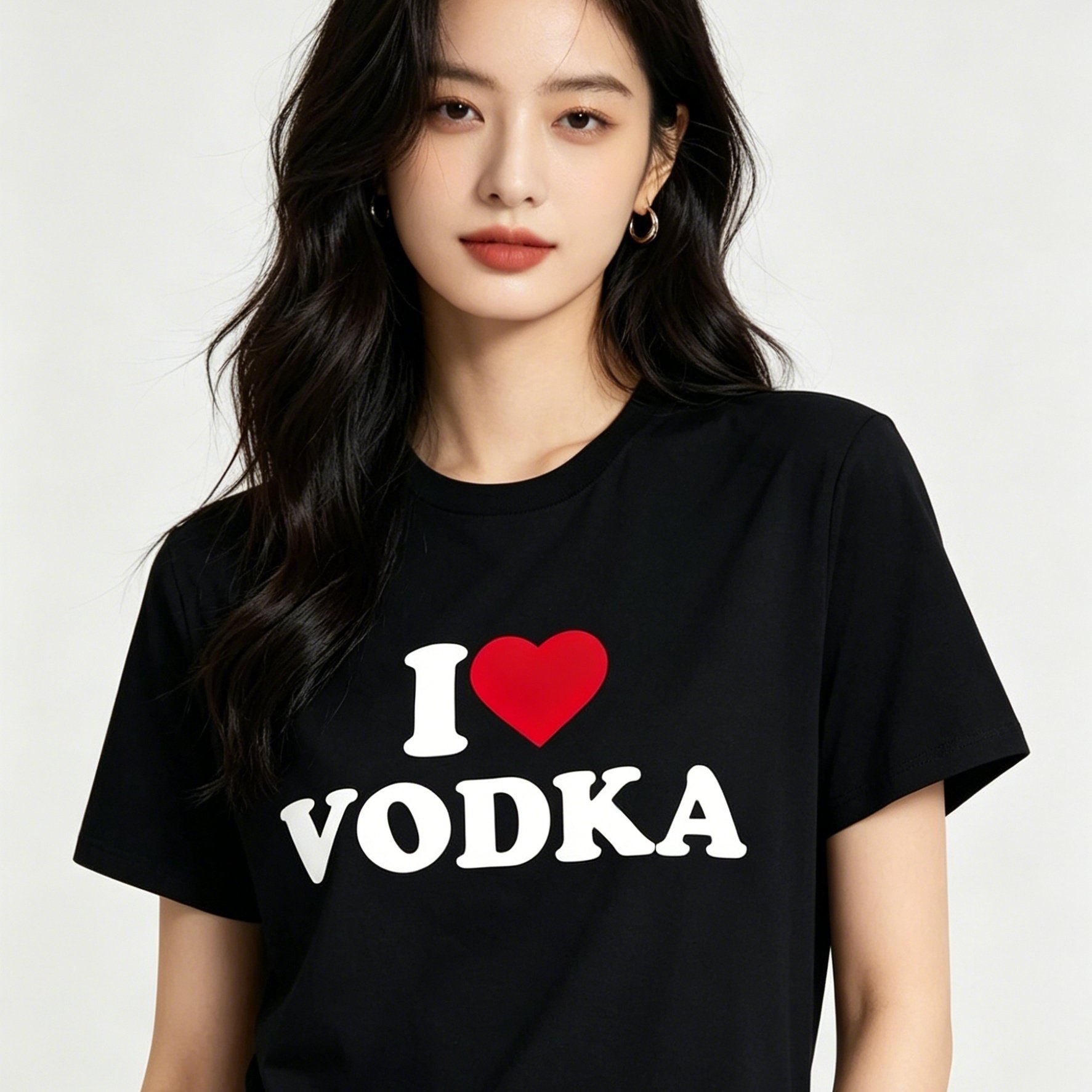 TEMU Women's , Classic Crew Neck Short Sleeve With I Love Vodka Print Design, Multiple Specifications , Comfortable Casual For Everyday Wear And