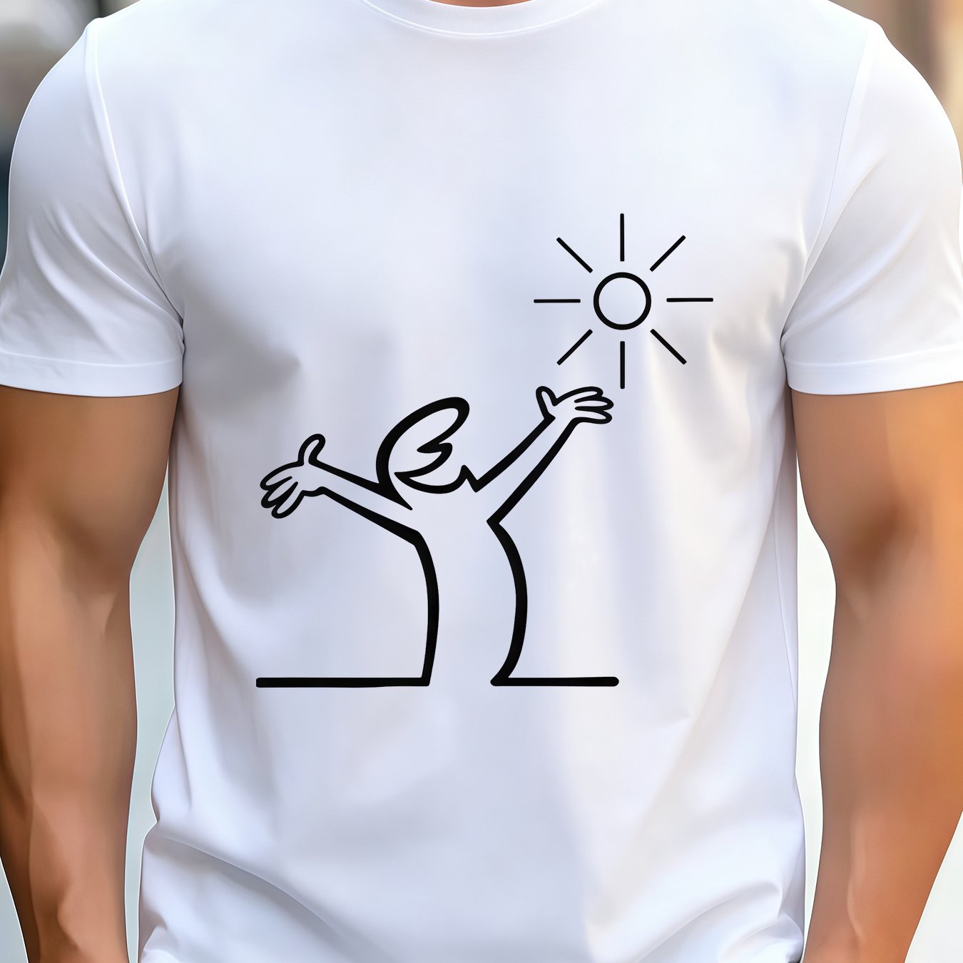 TEMU Men's Graphic T-shirt - Sun Design, Soft And Breathable, 100% Polyester Fiber, Fun And Print, Crew Neck, Short Sleeve Summer T-shirt, Uplifting