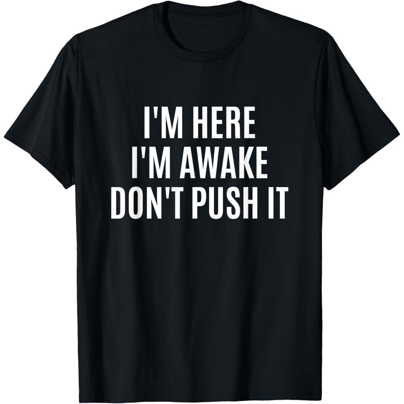 TEMU Men's Humorous Sarcastic ", I'm Awake, Don't " T-shirt - Casual Round Neck Short Sleeve Tee, Lettering, Stretch , Black Humorous Pattern Shirt,