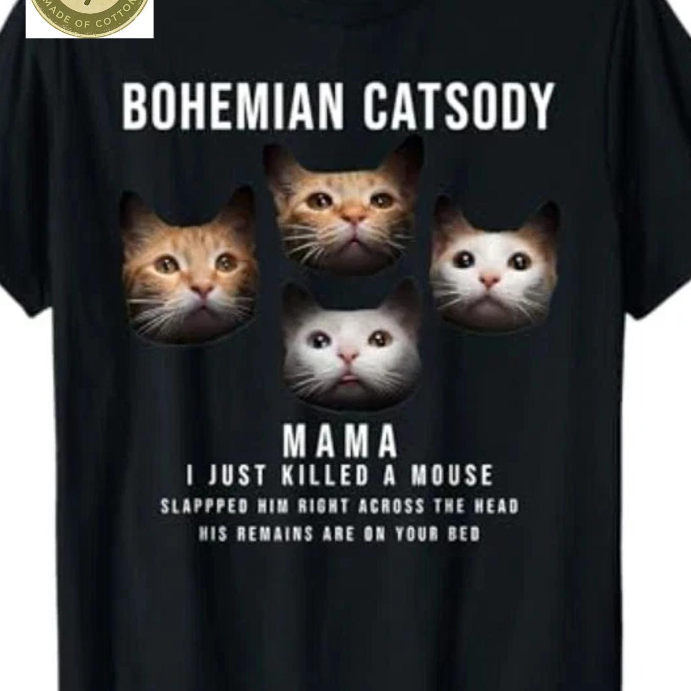 Image of Men's T-shirt Bohemian Catsody Mama I A Mouse Cute Cat Graphic Print T Shirt Unisex Casual Cotton Breathable Soft Streetwear Summer Casual Attire Outdoor Machine Printed Attire Washable Wearing Fit
