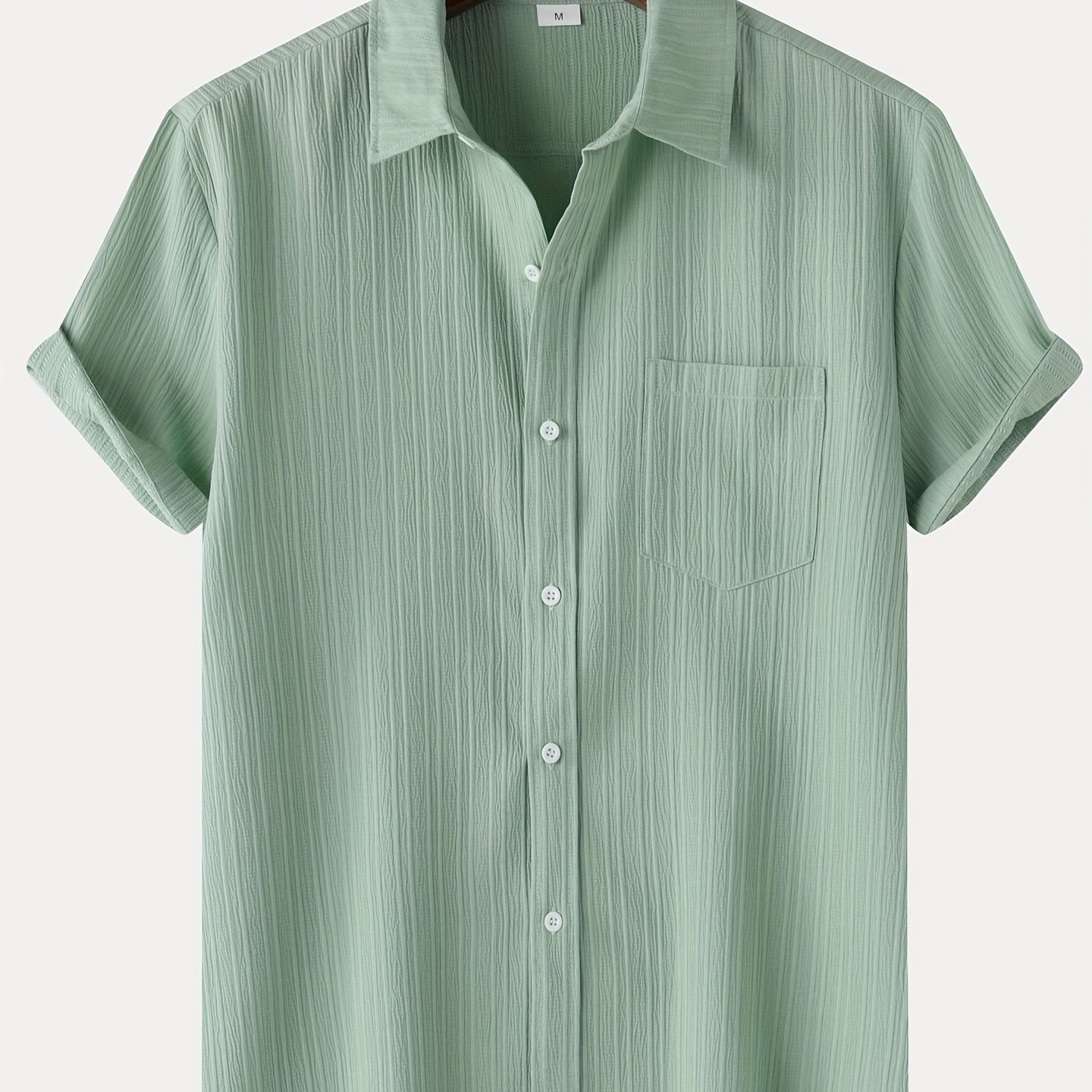 Men' Color Casual Short-sleeved Shirt Men's Striped Shirt Men