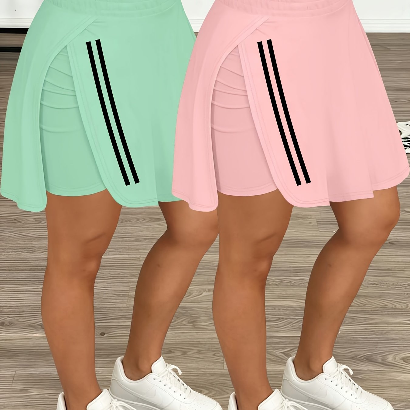 TEMU 2026 Spring/summer Hot New Arrival Women' Casual Light Classic Simple Black Striped Print Bottoms, Versatile Options, Commuting And Streetwear