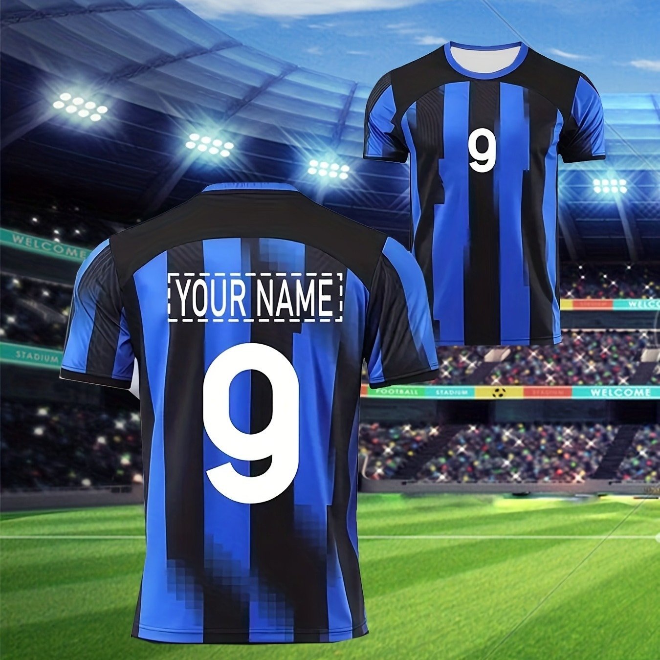 TEMU Custom Football Jersey - Personalized Name And Number, Breathable Round Neck Top & Suitable Training Casual Wear As Well Gift