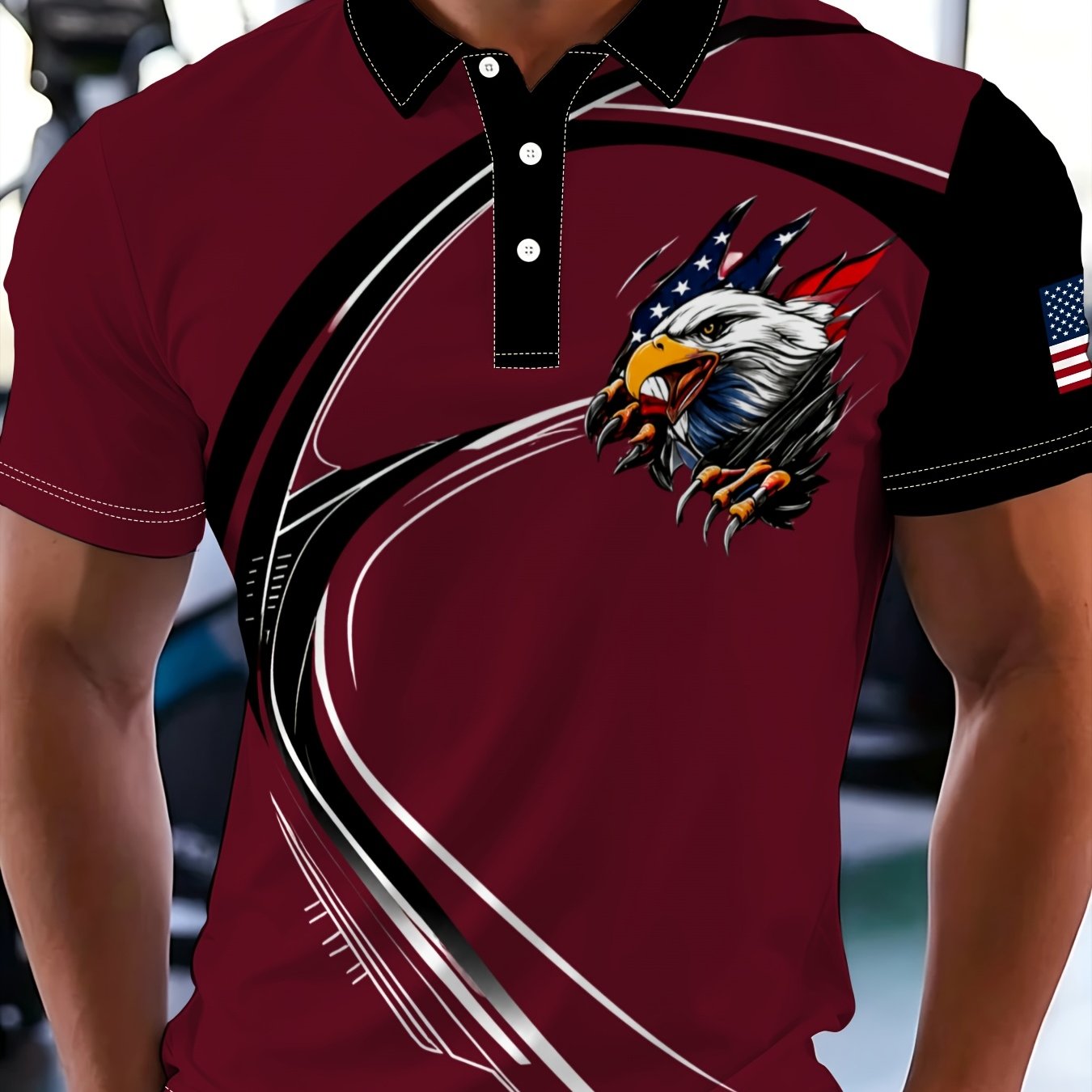 TEMU [printed Design - Not Textured] Print Slim Men's Patterned For Golf And Streetwear, Business Casual Summer Breathable Men's , 2026 Summer New