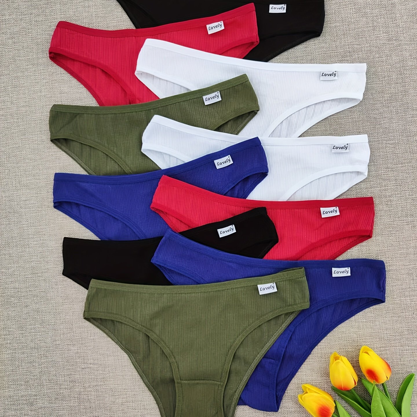 10-pack Women's Ribbed Low-rise Panties