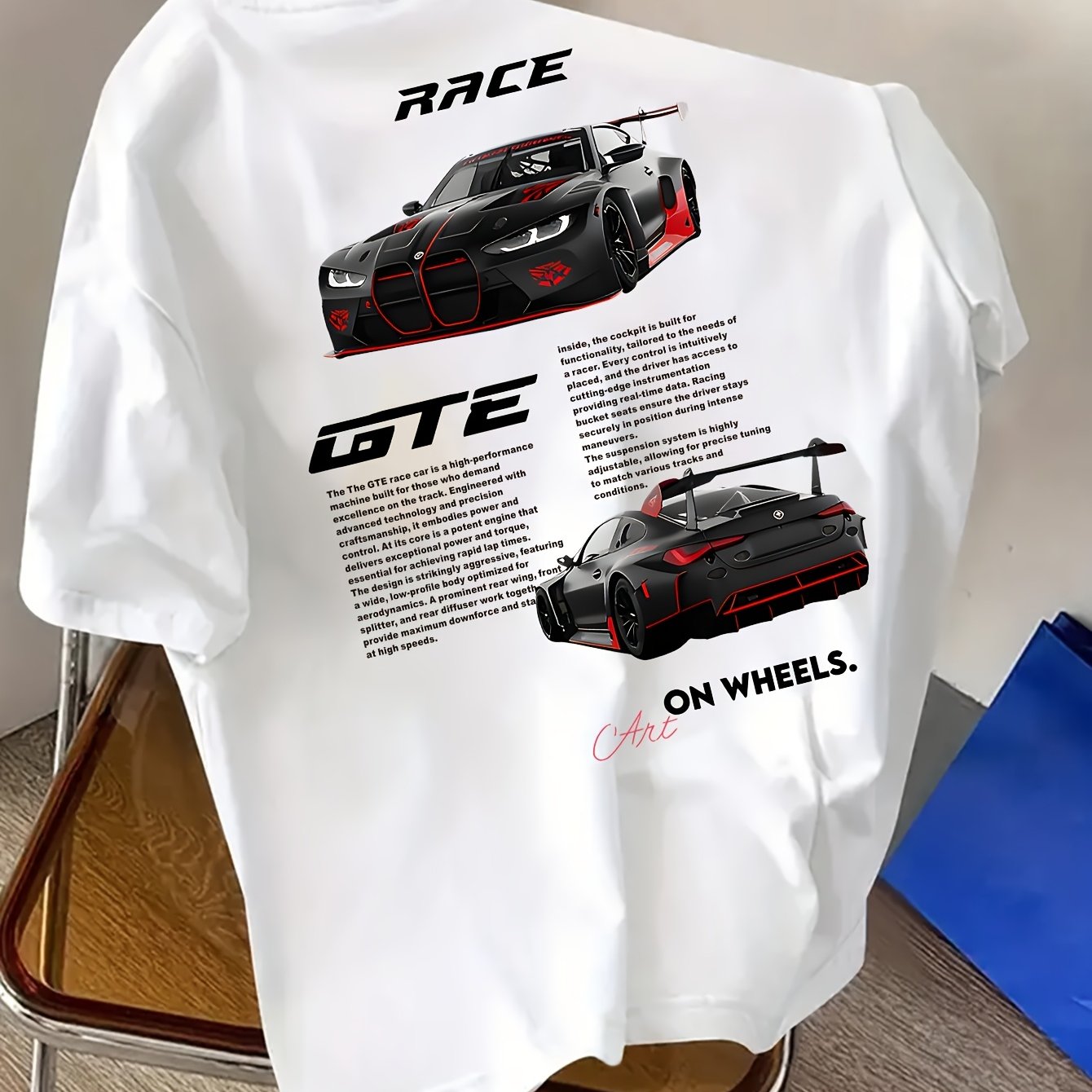 TEMU Gte Black T-shirt, Men's Racing Sports Pattern T-shirt, Car Streetwear Men's T-shirt, Round Neck T-shirt Men's Summer Clothing, Men's Clothing,