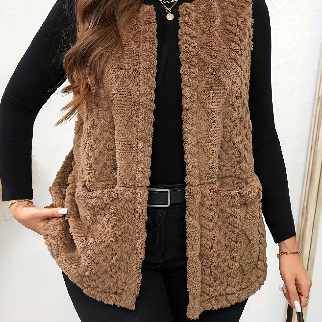 TEMU Plus Size - Plus-size Plush Vest