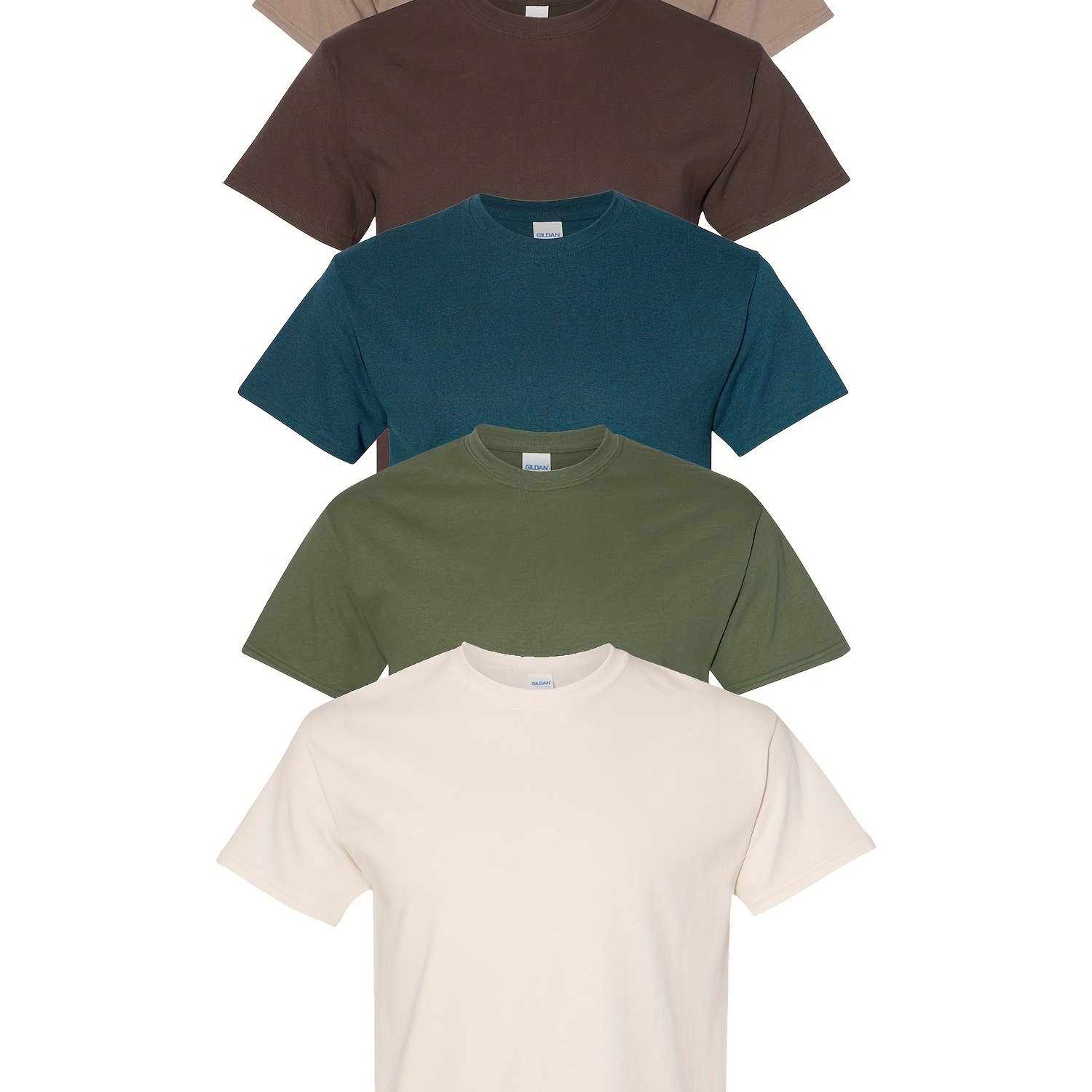 TEMU 5pcs Set, 100% Cotton T-shirt, Solid Color Short Sleeved T-shirt