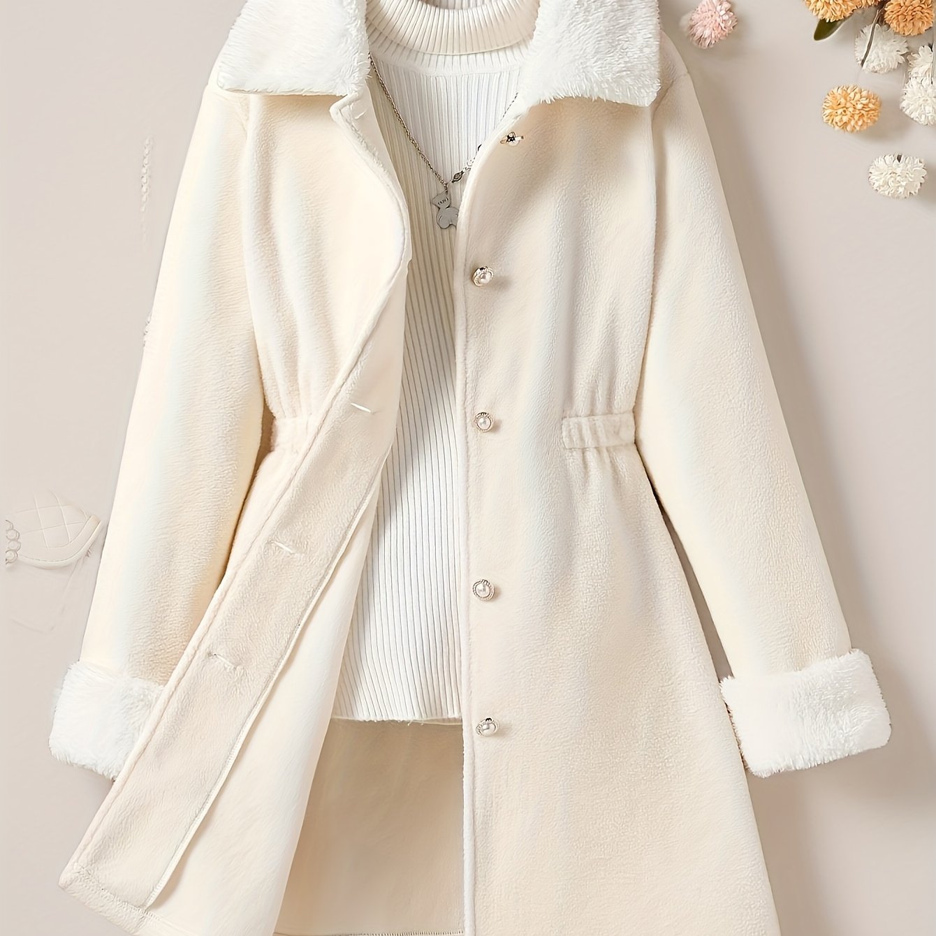 Girls' Mid-to-large Size Jacket, Spring/autumn Style, Lightweight Jacket, Polar Fabric, Plush Cuffs And Plush Collar