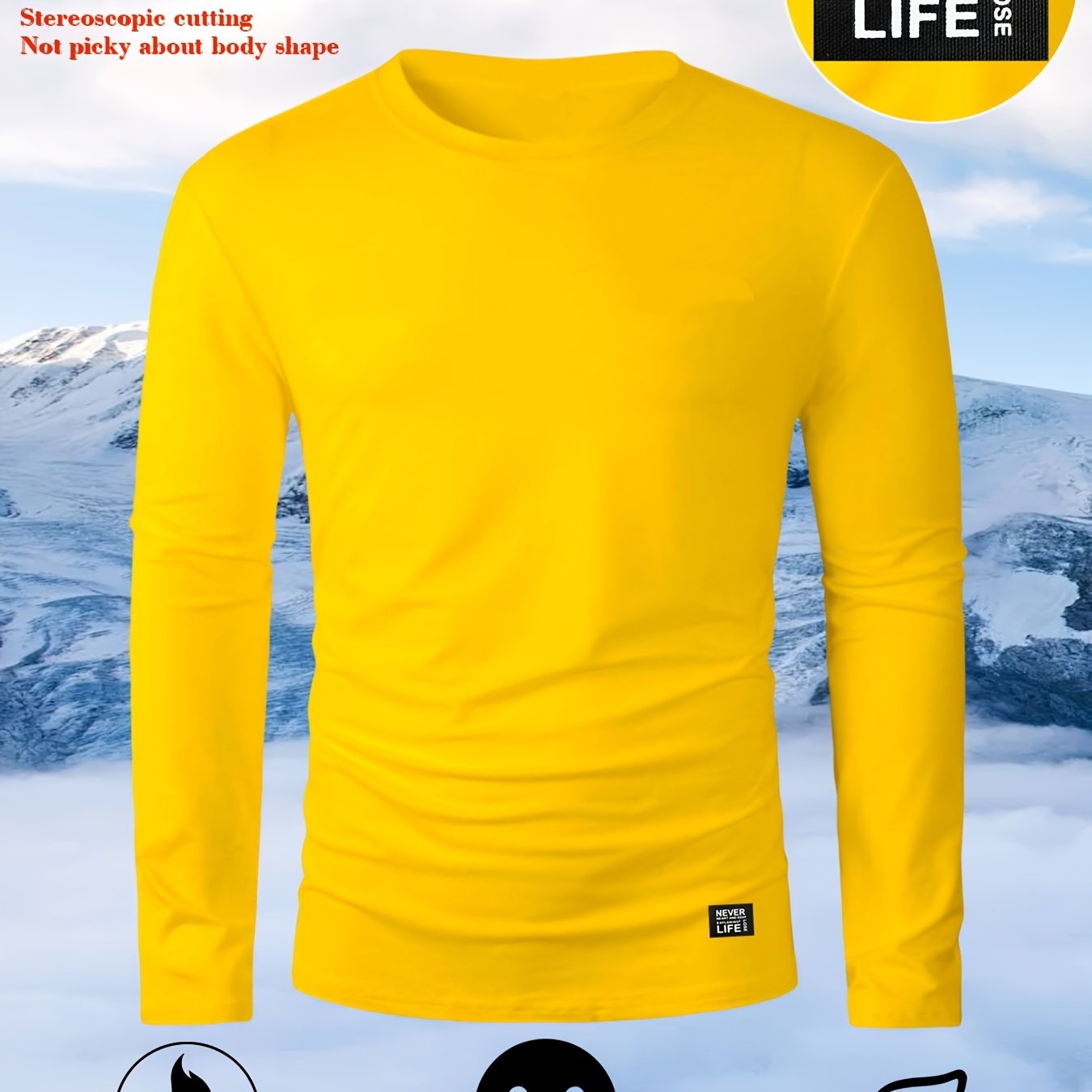 TEMU 95% Polyester, 5% Spandex. Zhangzi Men's Casual Long-sleeve T-shirt, Essential Base Layer - Soft And Comfortable Fabric, Solid Color, Crew Neck,