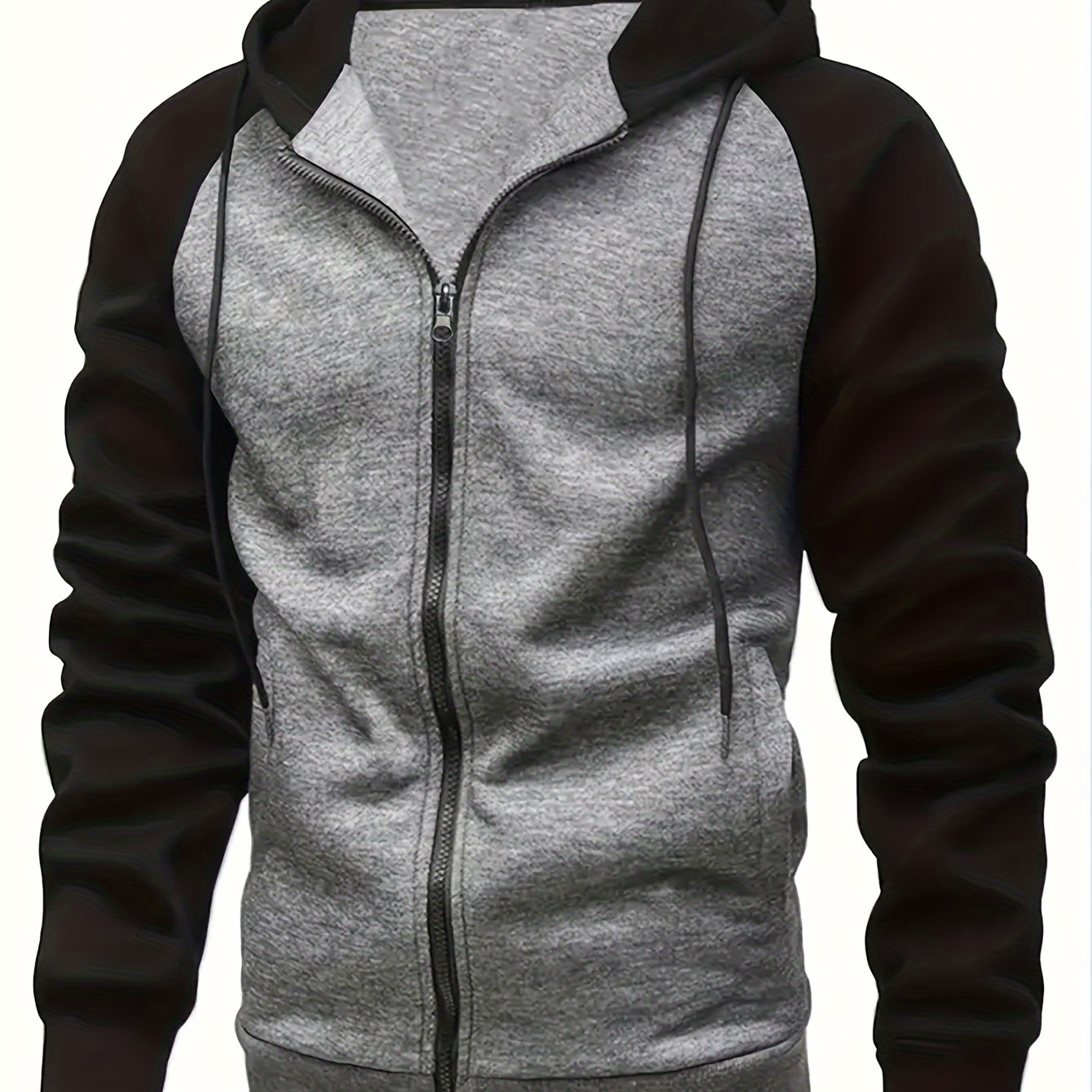 TEMU Drawstring Hooded Long Zip-up , Hooded For And Autumn, Suitable For Workout Training