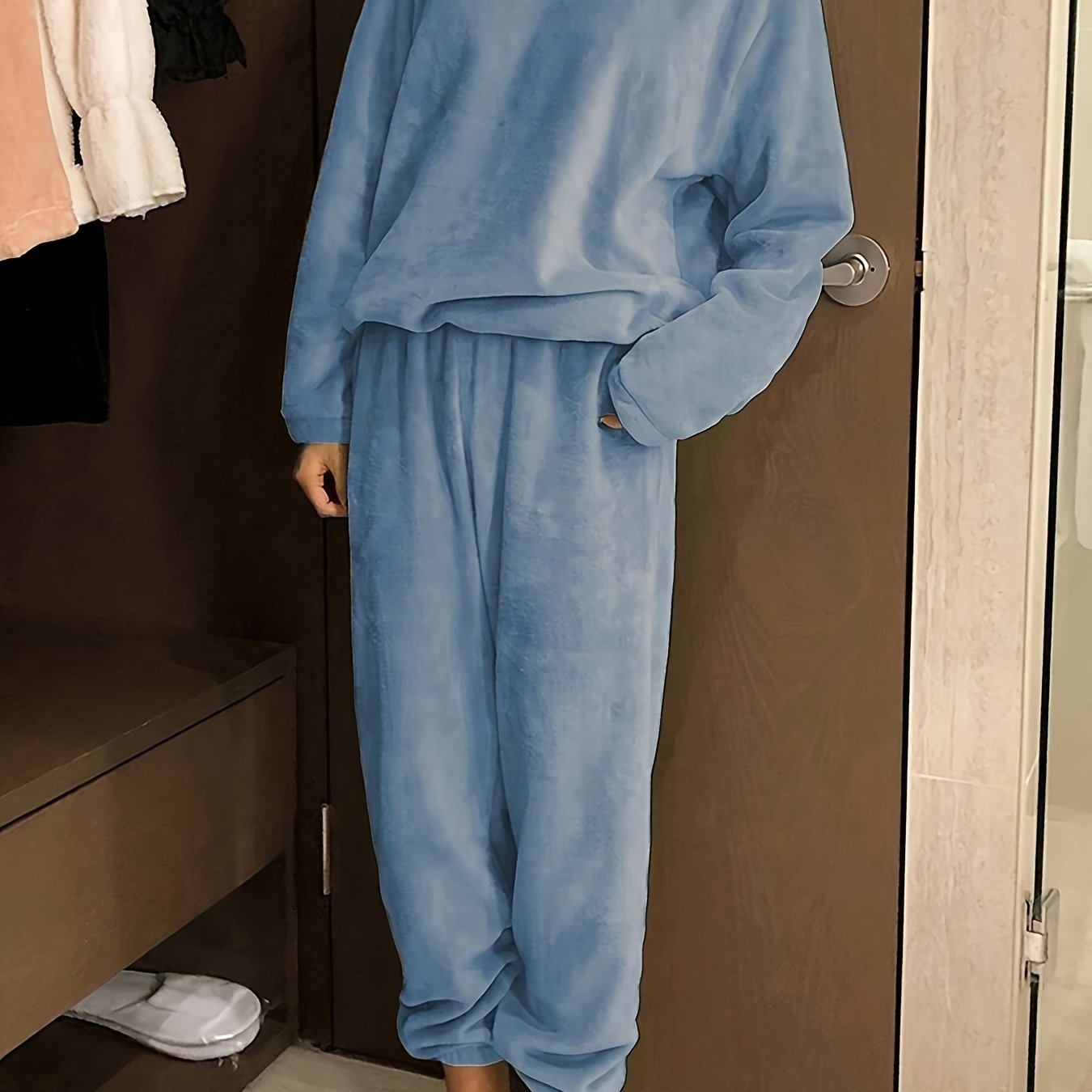 TEMU H770 Pure Schouder Flanellen Pyjama Set