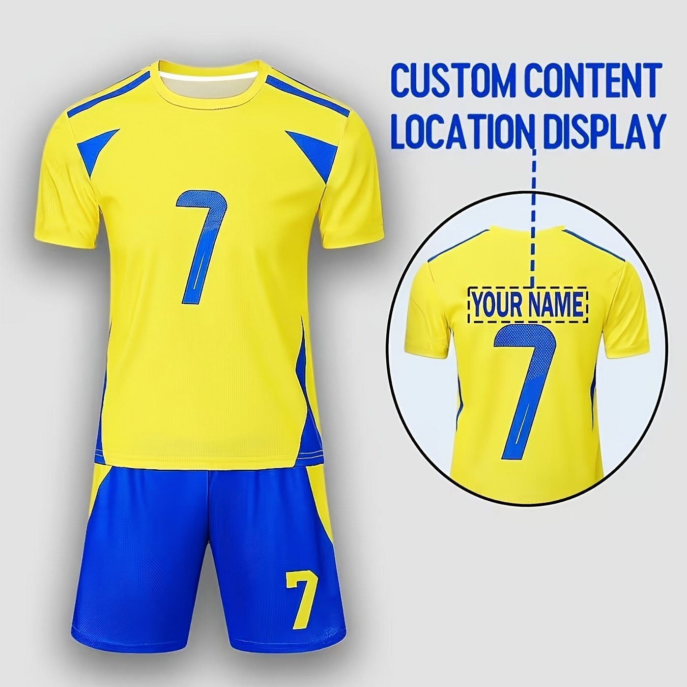 E-shop Ganzjahres-Personalisiertes Kinder-Fußballtrikot Shorts-Set – Schnelltrocknend, DIY-Namensdesign für Sport & Freizeit, Sportbekleidung,