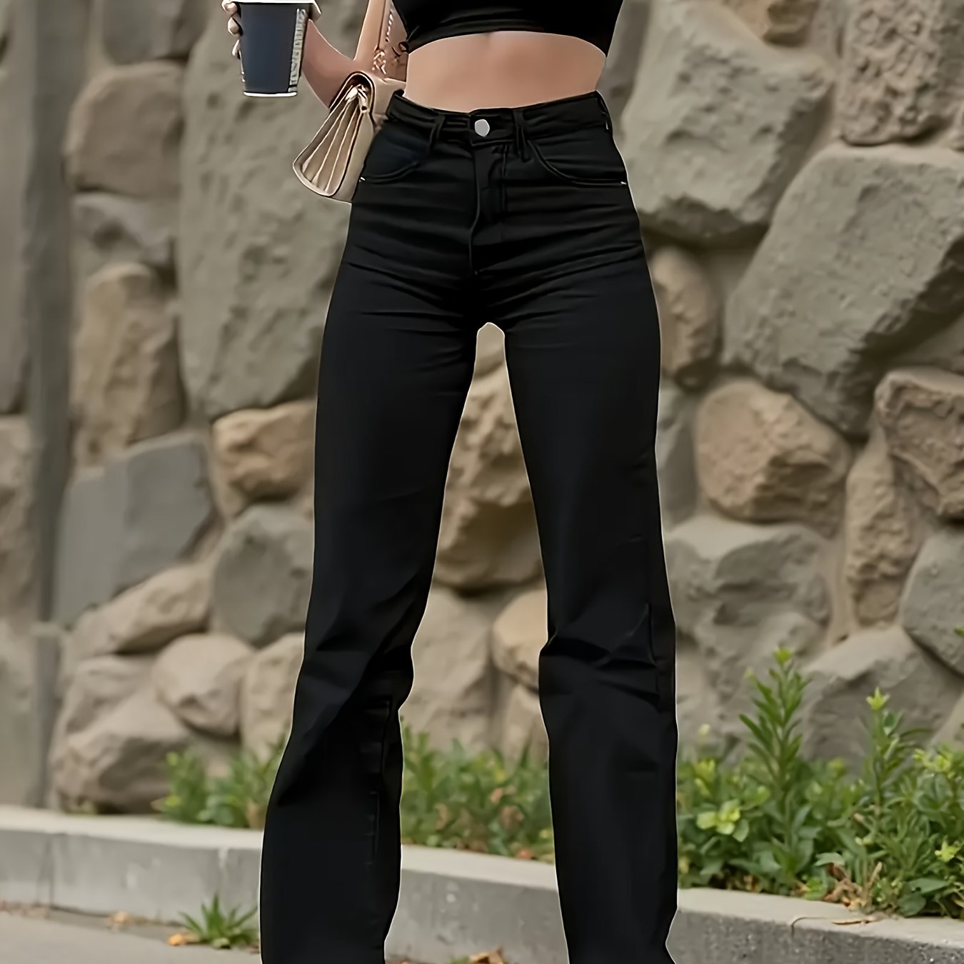 Black Stretch Flare Lifting Jeans, Stretchy Slim -cinching Horseshoe Pants