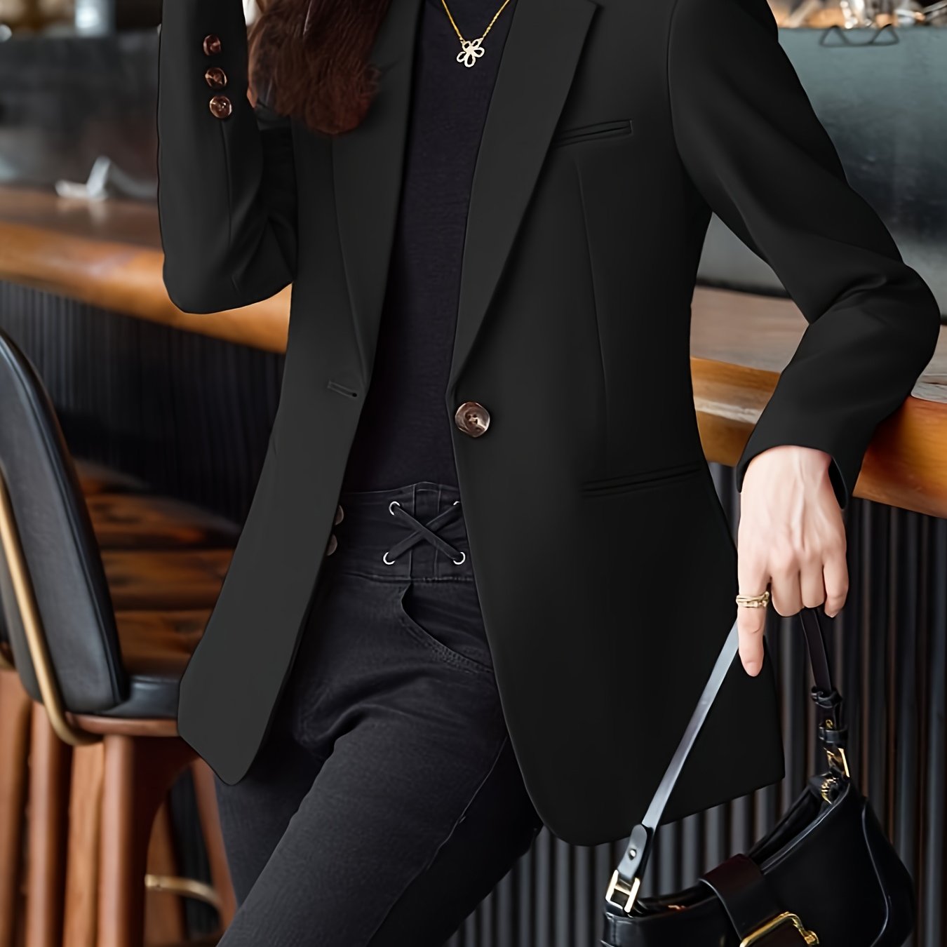 TEMU Giacca da donna elegante 2026, giacca da completo /inverno a maniche lunghe, monopetto, sul , per l', adatta per lavoro e spostamenti informali,