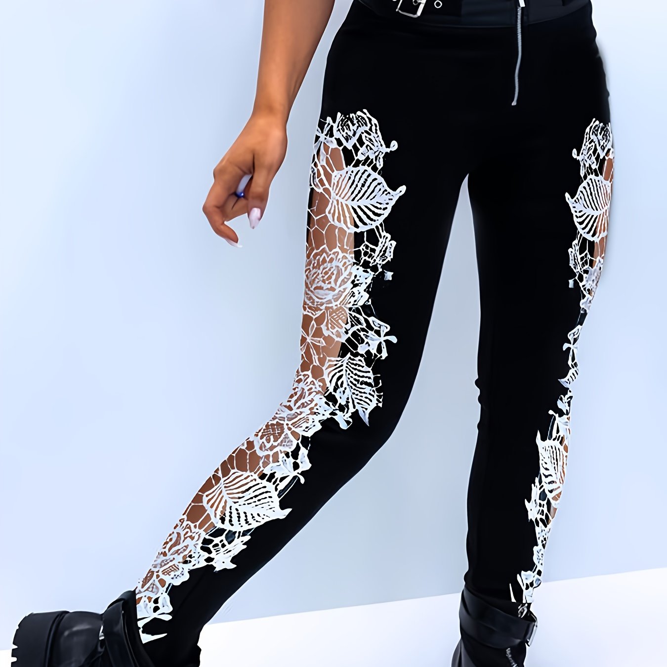 Lace-paneled Zip-front Trousers