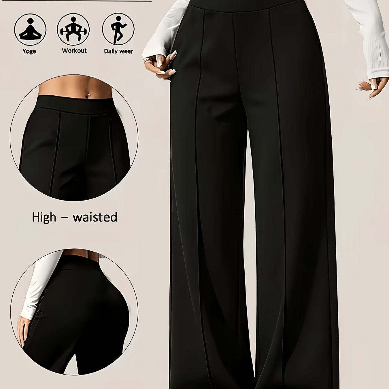 TEMU Taglie Forti, Pantaloni a Larga da Donna Taglie Forti con Controllo - Pantaloni a e Larga Elasticizzati e Opachi con Controllo , Adatti per