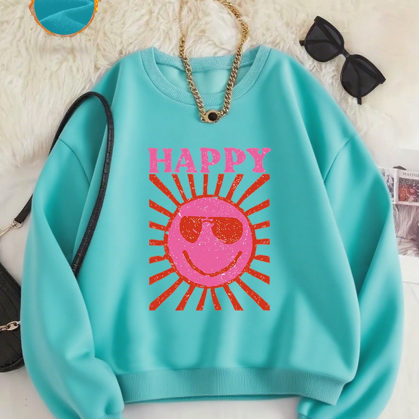 TEMU Pattern-printed Sweatshirts, Autumn And Neck Casual Sweatshirts, Women's Clothing.