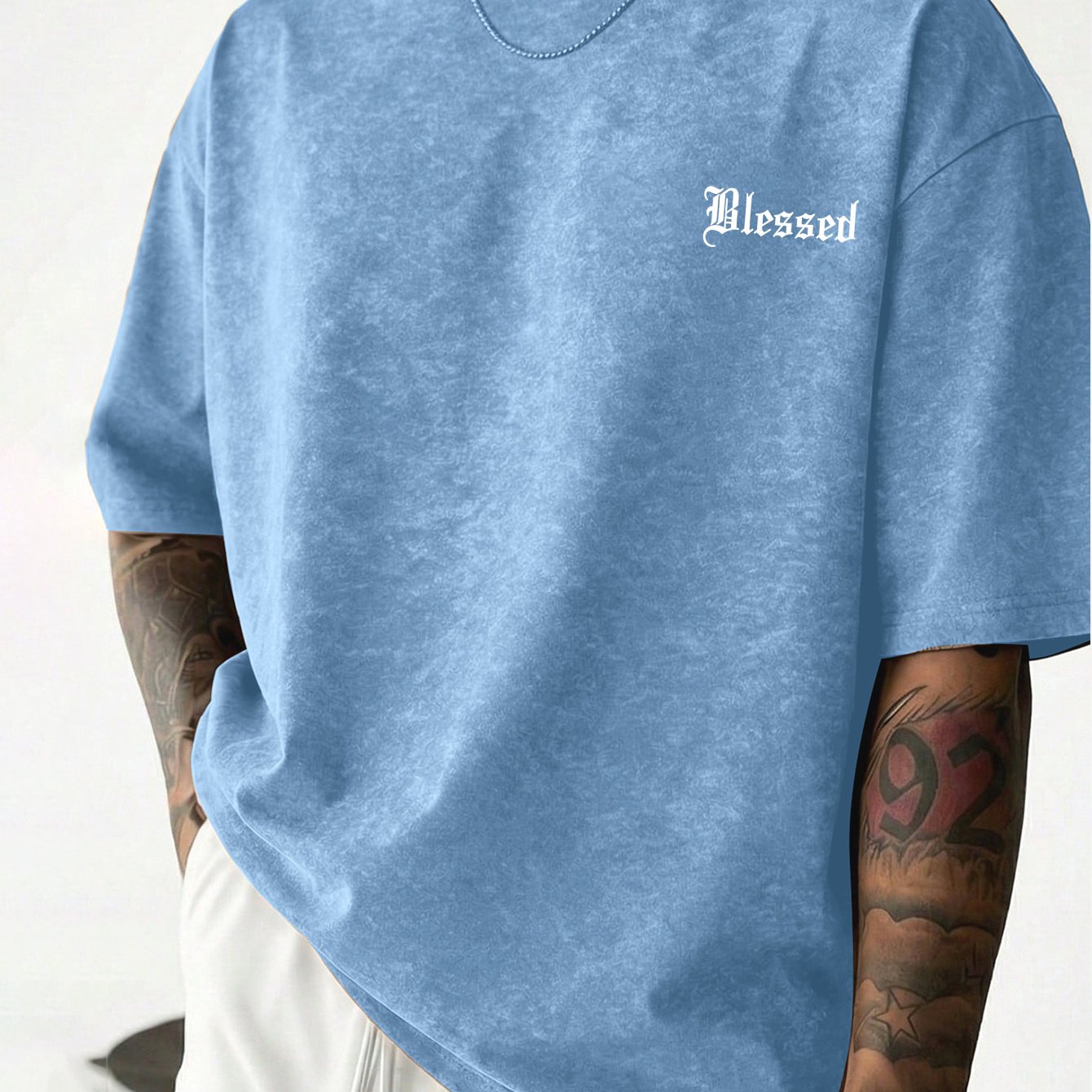 TEMU [print Design-not Textured] T-shirt Gothic Font Print Short Sleeve Men's , Plus Size
