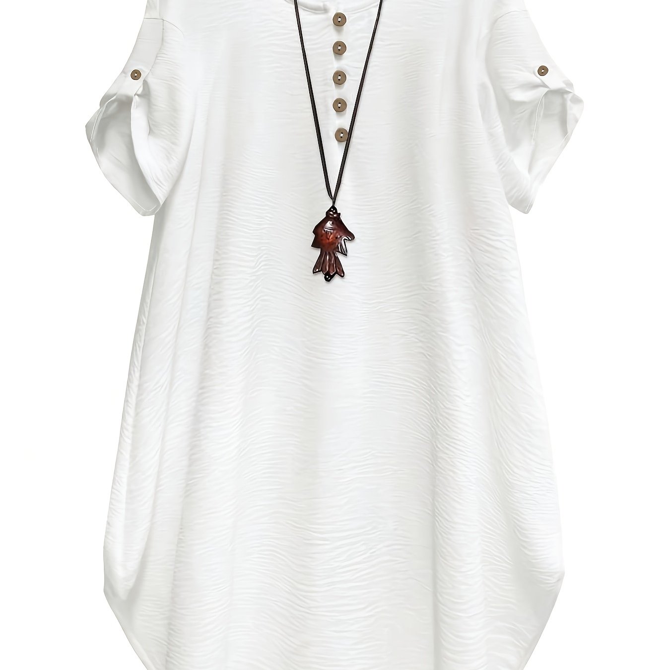 TEMU Plus Size, Plus-size Women's Round-neck Short-sleeve Casual And Comfortable Designer Dress, Suitable For Daily Commuting