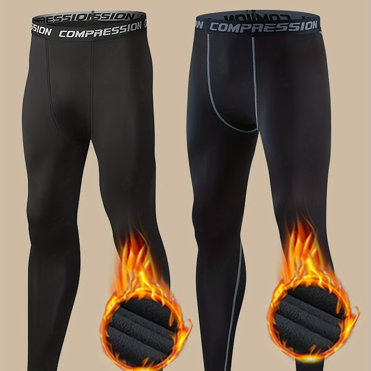 Men s Warm Compression Pants Sports Tights Winter Thermal Temu