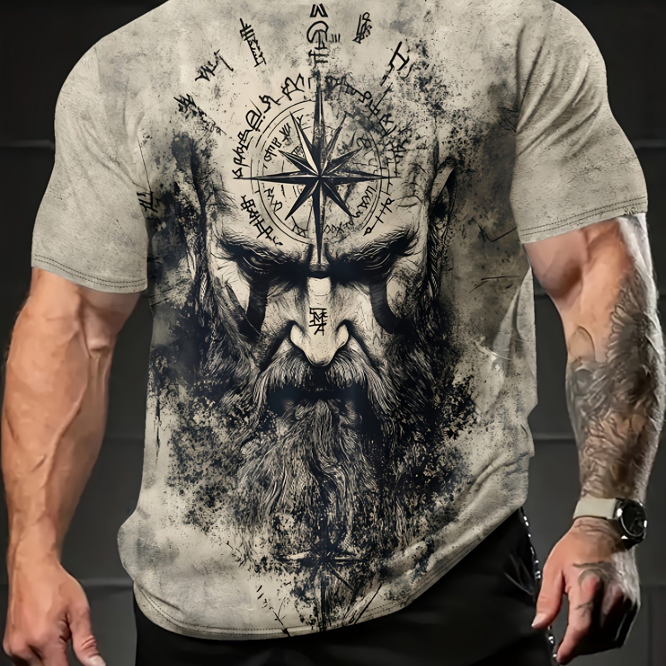 Men's Summer Pattern-shirt-design, Light Gray Short Sleeve-shirt, Suitable Casual Outdoor Sports, Washable, Casual Wear| Patterned Shirt| Smooth Fabric, Plus Size