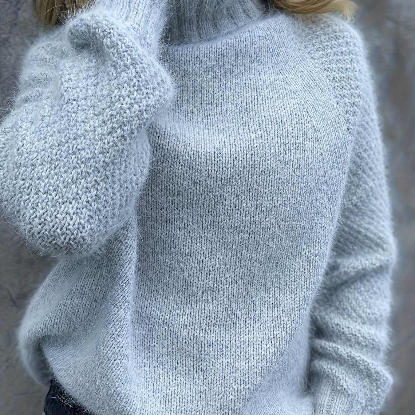 E-shop Neuheit Herbst/Winter 2025 Damen eleganter einfarbiger Pullover mit hohem Stehkragen langen Ärmeln