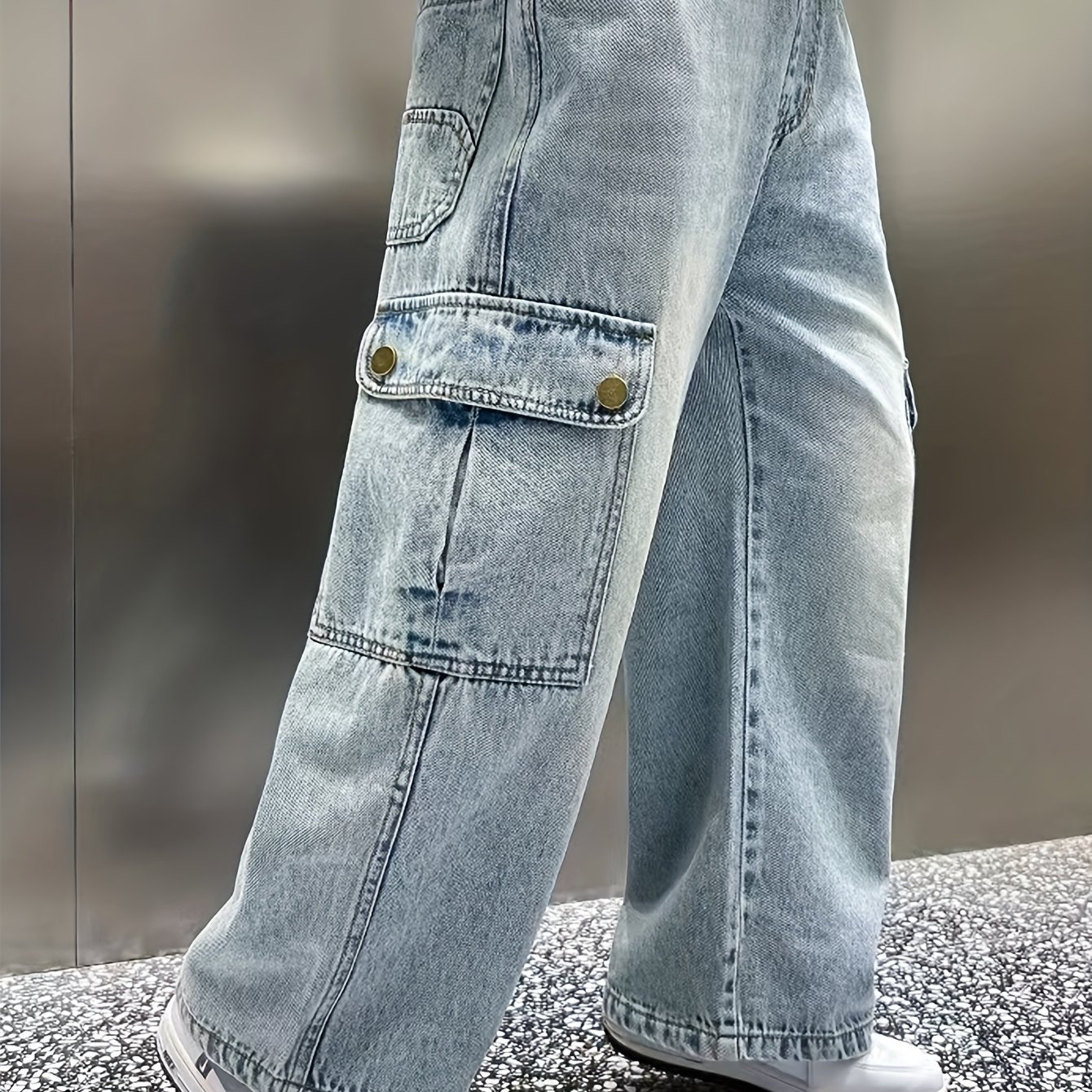 Image of Casual Straight-leg Wide-leg Jeans For Teenage, For Teenager, For Teenager