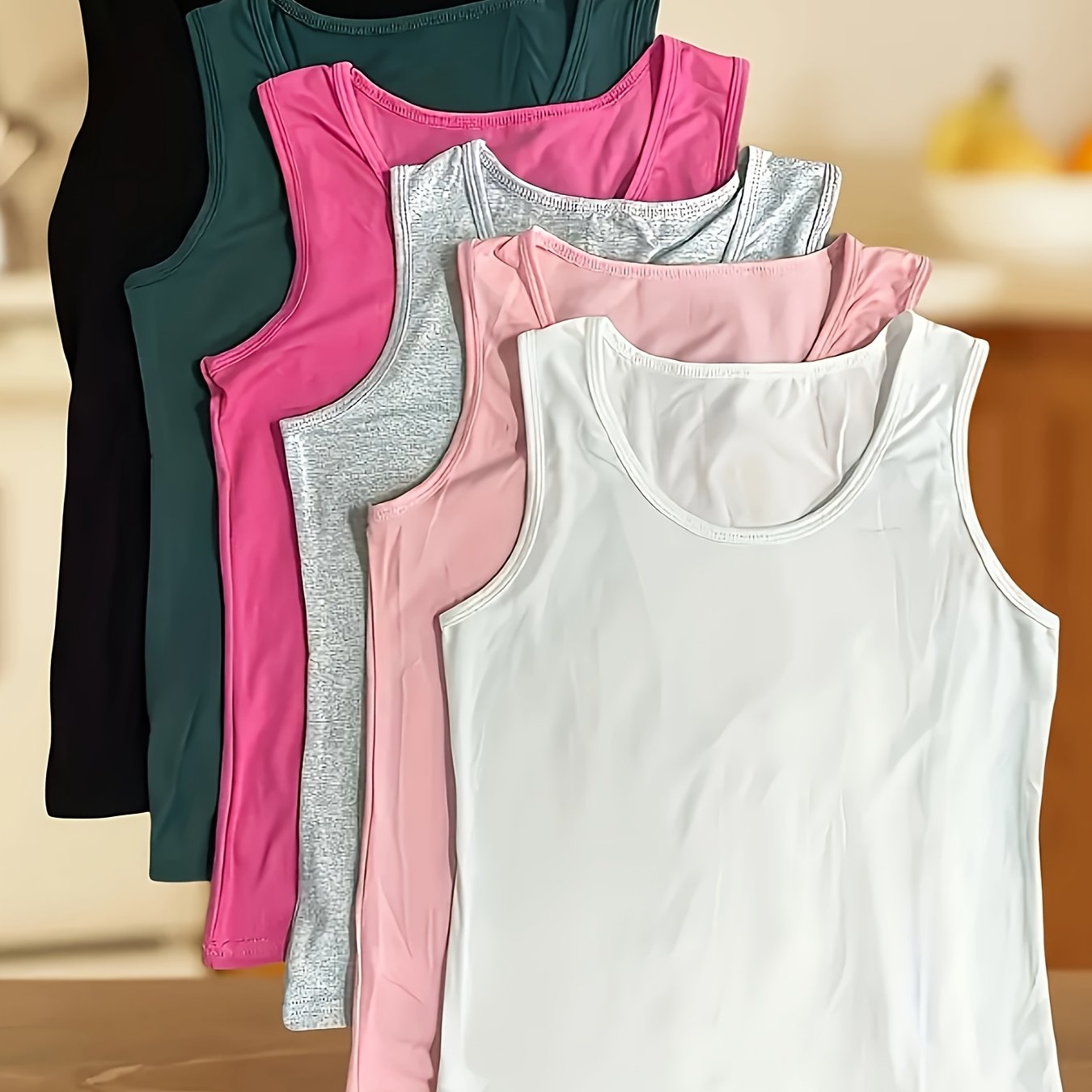 6pcs Plus Size Upgraded Quality, Fine , Tank Top Sleeveless Shirt Simple Versatile Spring Summer New Comfortable Wear Underwear And Outer Layer