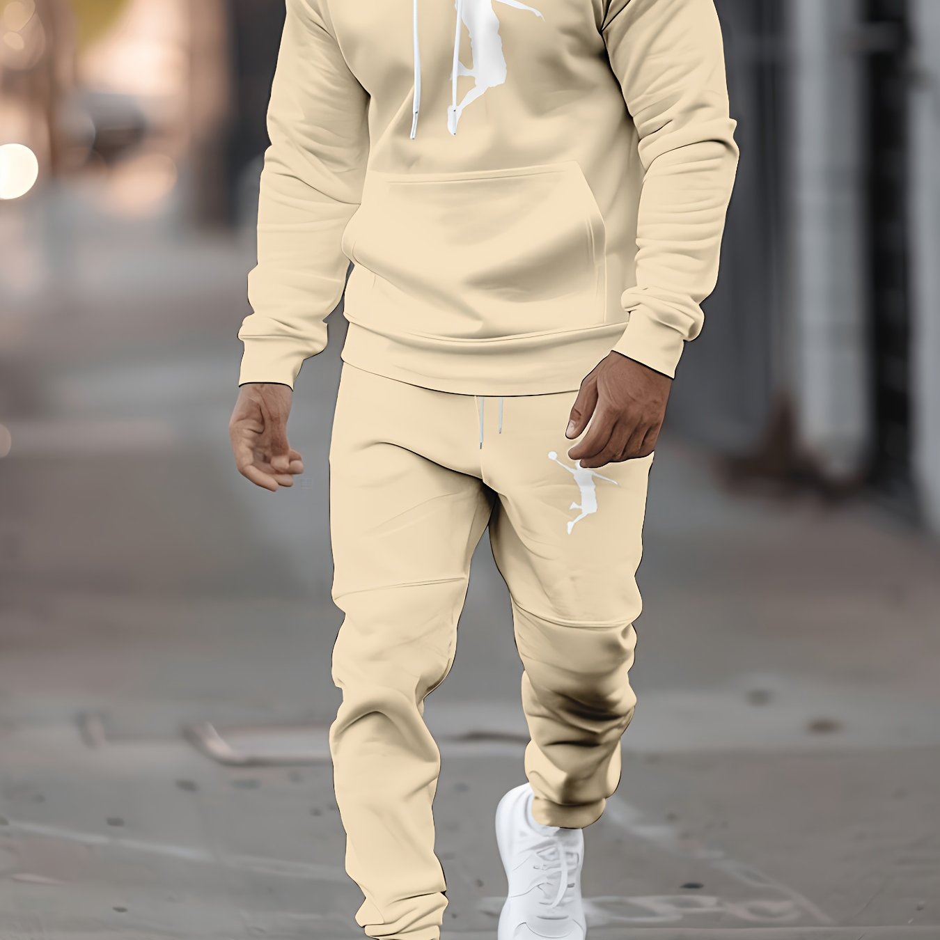 E-shop Herrenmode Trendiges Kapuzen-Sweatshirt und Jogginghosen Set - Herbst Winter Style, 100%, Reguläre Passform, Bequeme Freizeitkleidung