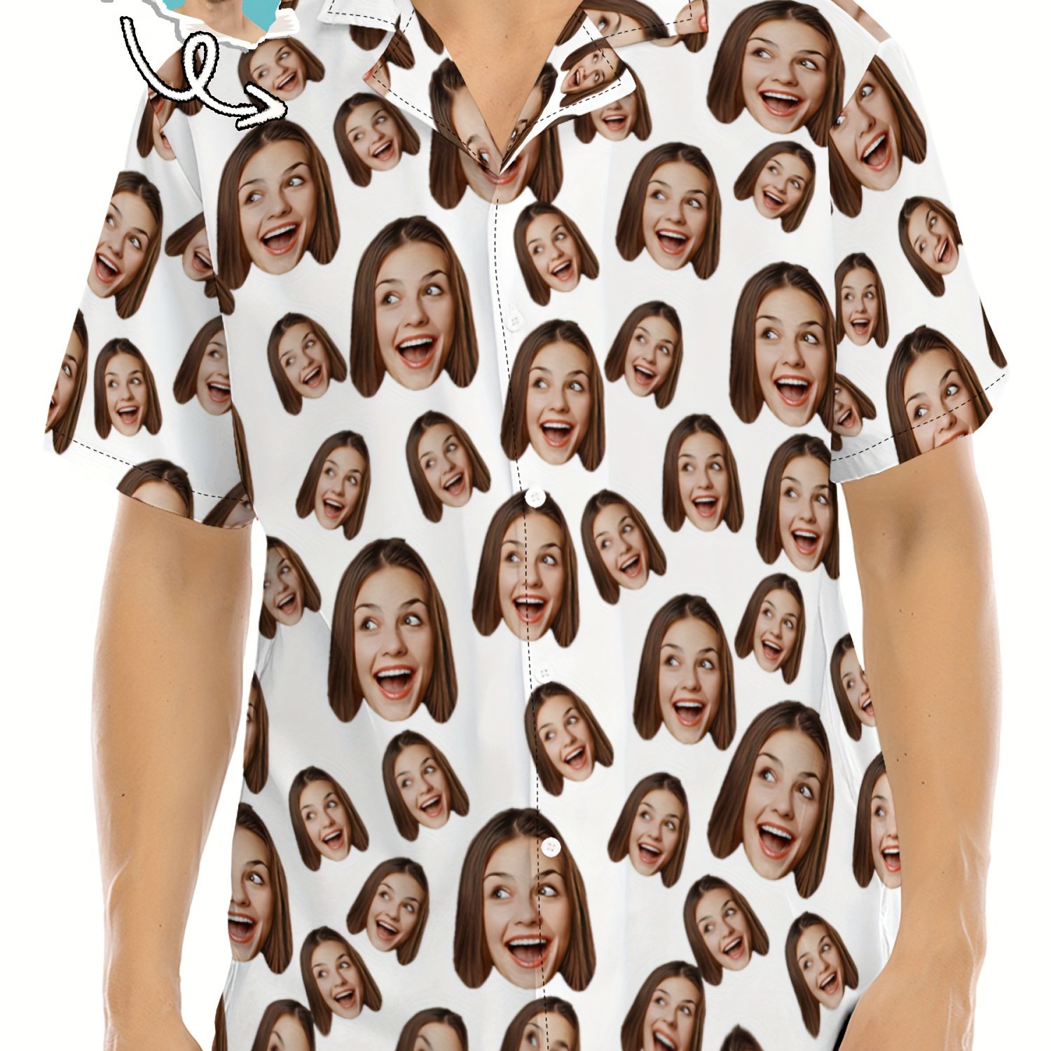 TEMU Selección de Productos Jia+: Camisa Hawaiana Personalizada para Hombre con Estampado de Rostro Personalizado. Añade tu Imagen de Rostro Completo