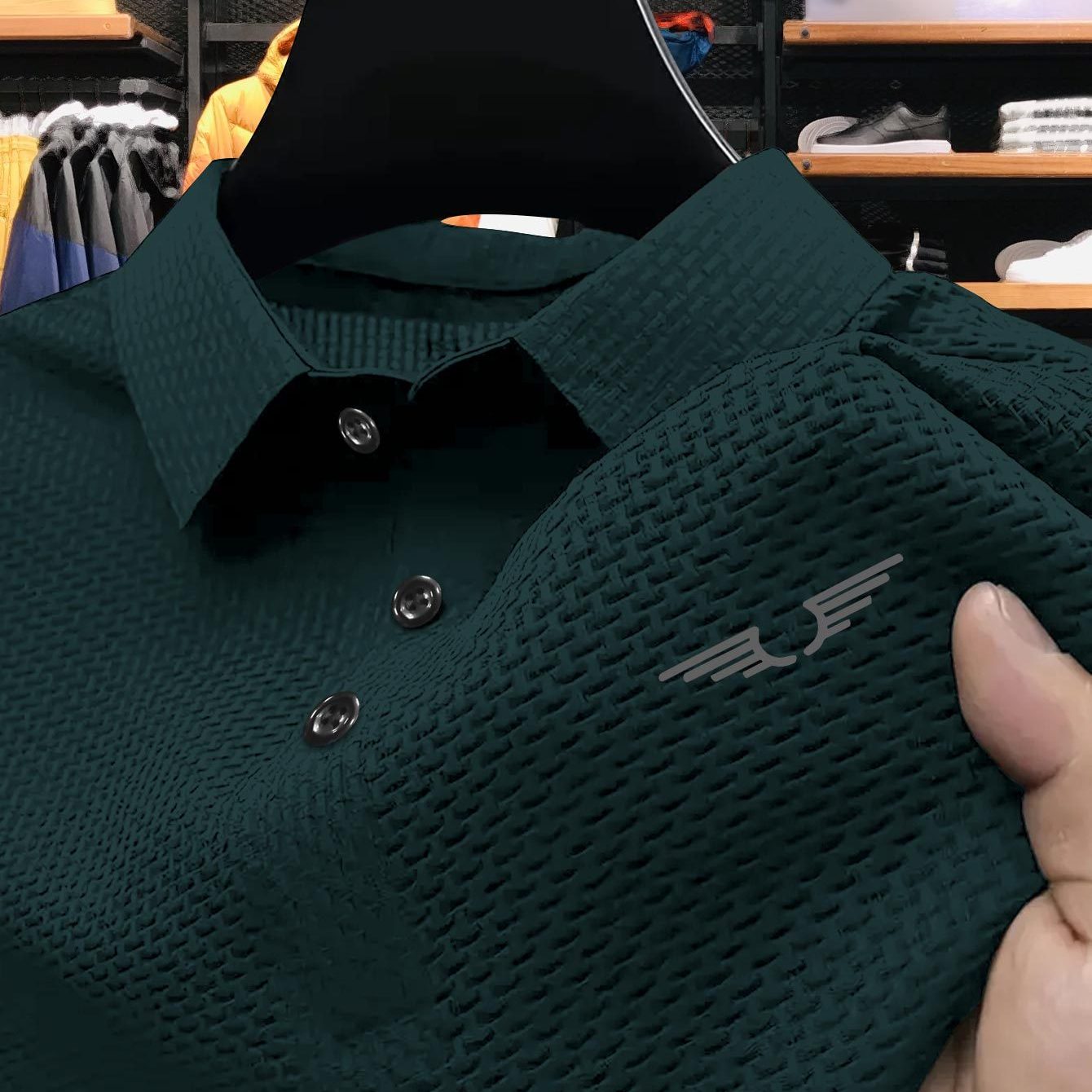 TEMU Print Men's Short Sleeve Golf Shirt, Business Casual Comfy Top For Tennis Training