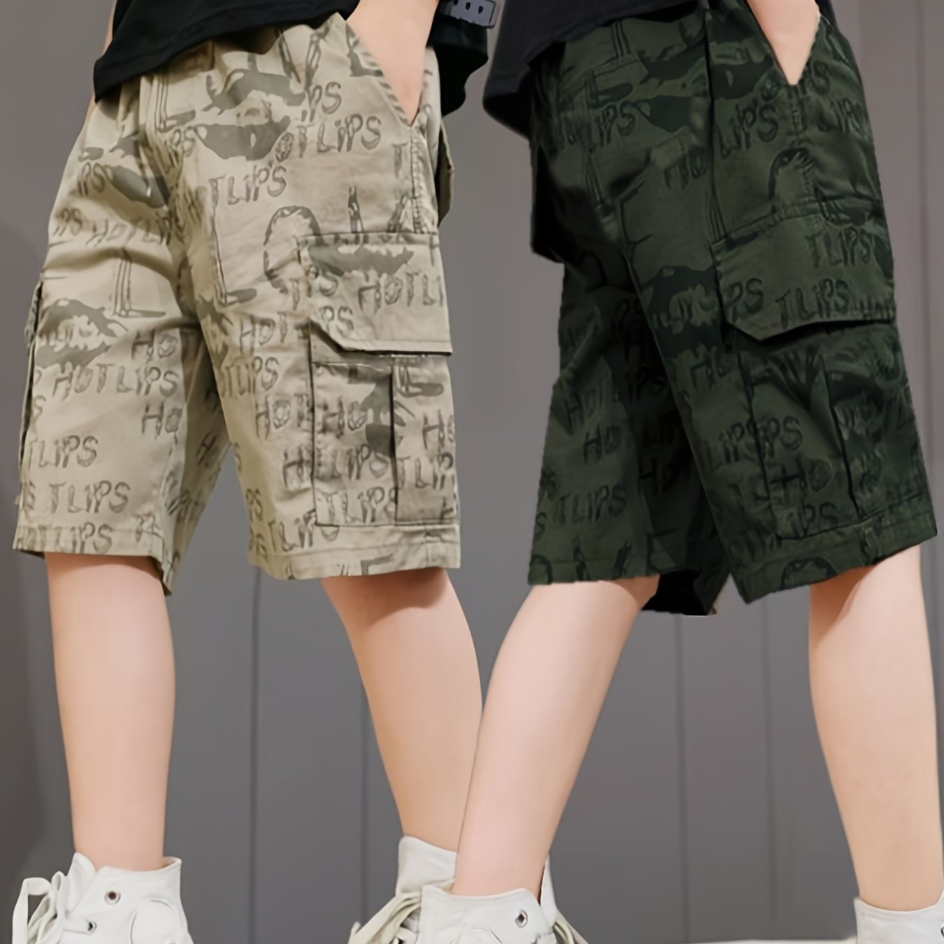 Two-pack Boys' Summer Printed Cargo Shorts In Pure Cotton, Perfect For Outdoor