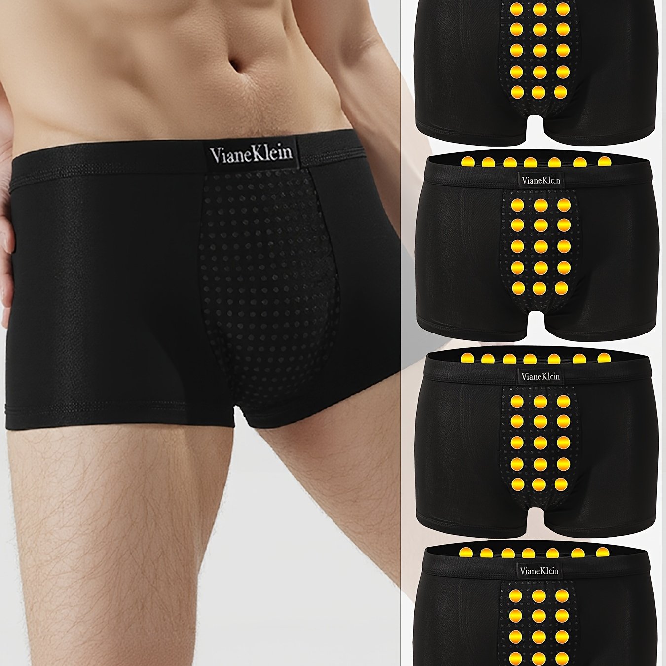 Image of 4-piecses Men's Magnetic Massage Boxer Briefs - 22 Magnets & Graphene Technology, Breathable Moisture-wicking Polyester, For Daily Casual, Sports & Boxing, New Upgrade, British Underwear