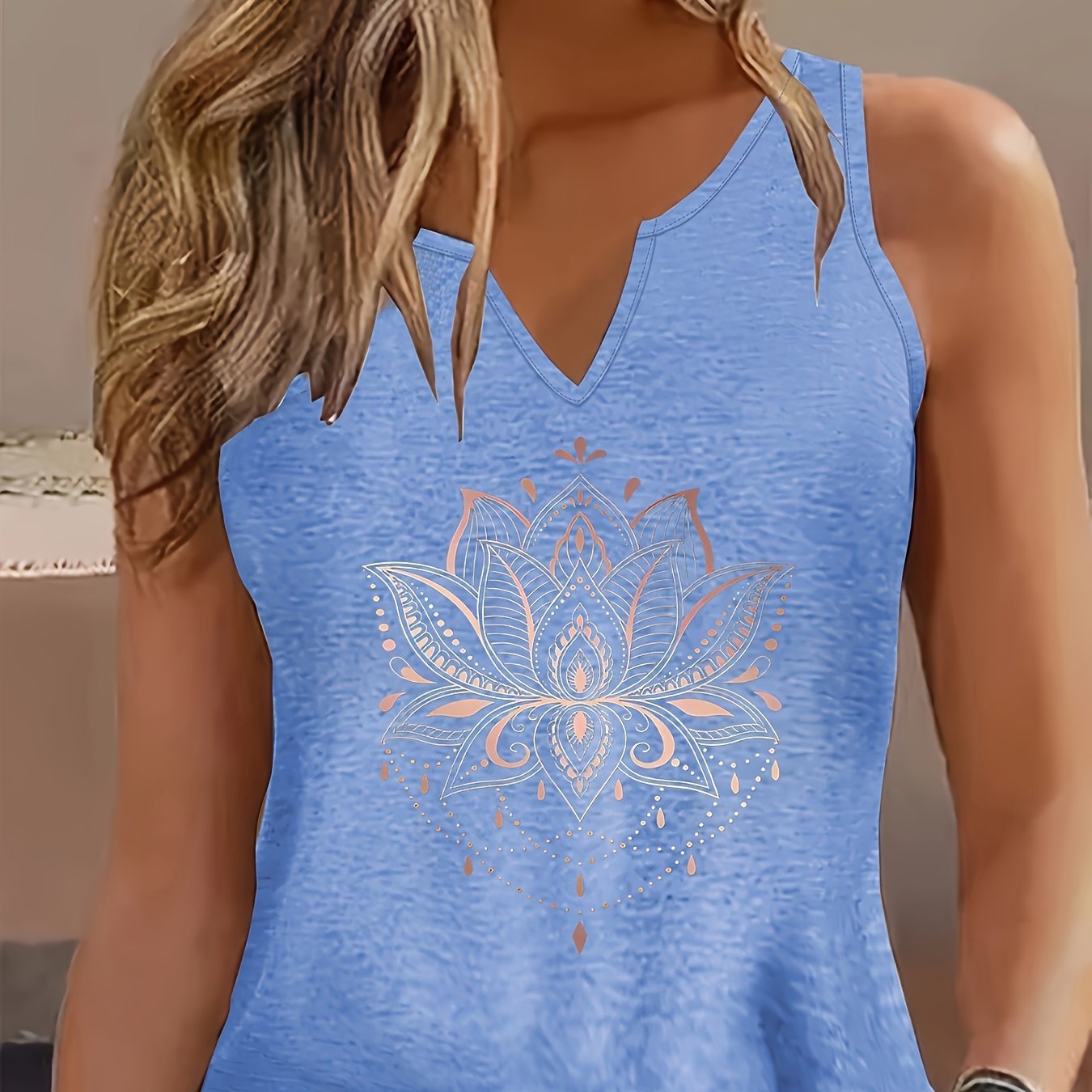 TEMU Letter Print Tank Top, Sleeveless V Neck Casual Top For Summer And Spring, Women's Clothing