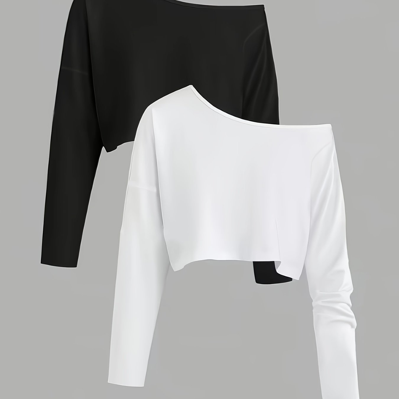 TEMU 2pcs Women' -shoulder Long Sleeve Versatile Casual Outerwear Tops