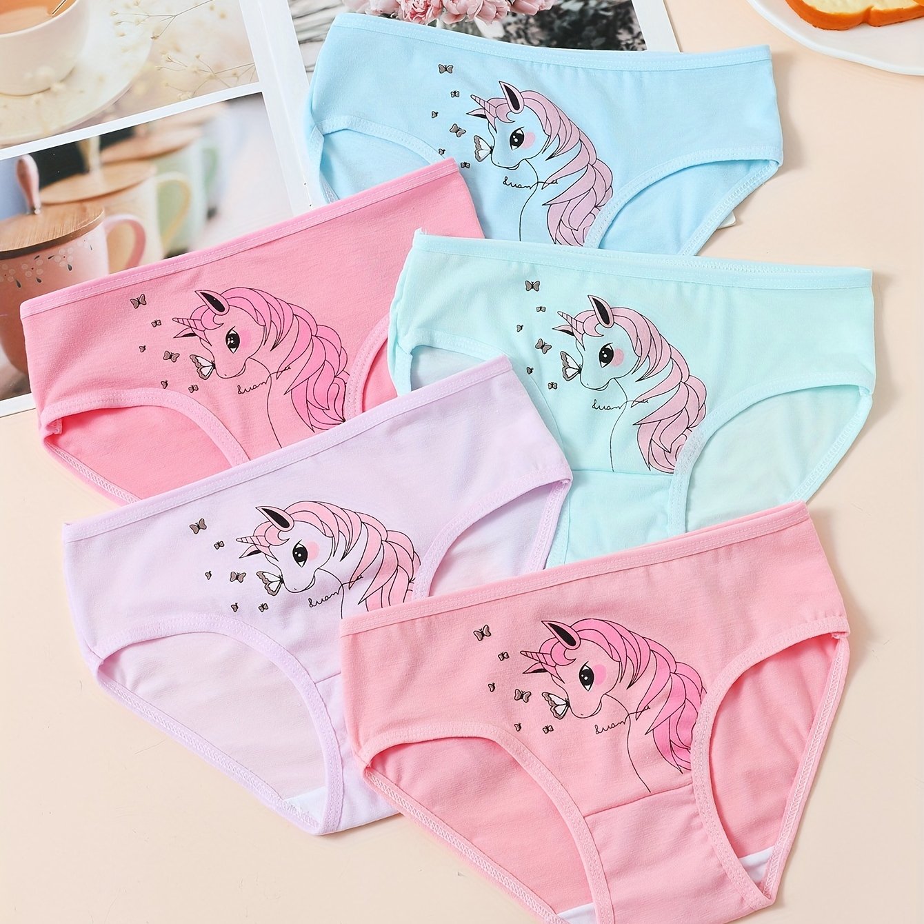 Image of 5pcs Mixed Color Cute Pony Comfortable Soft Girls' Briefs