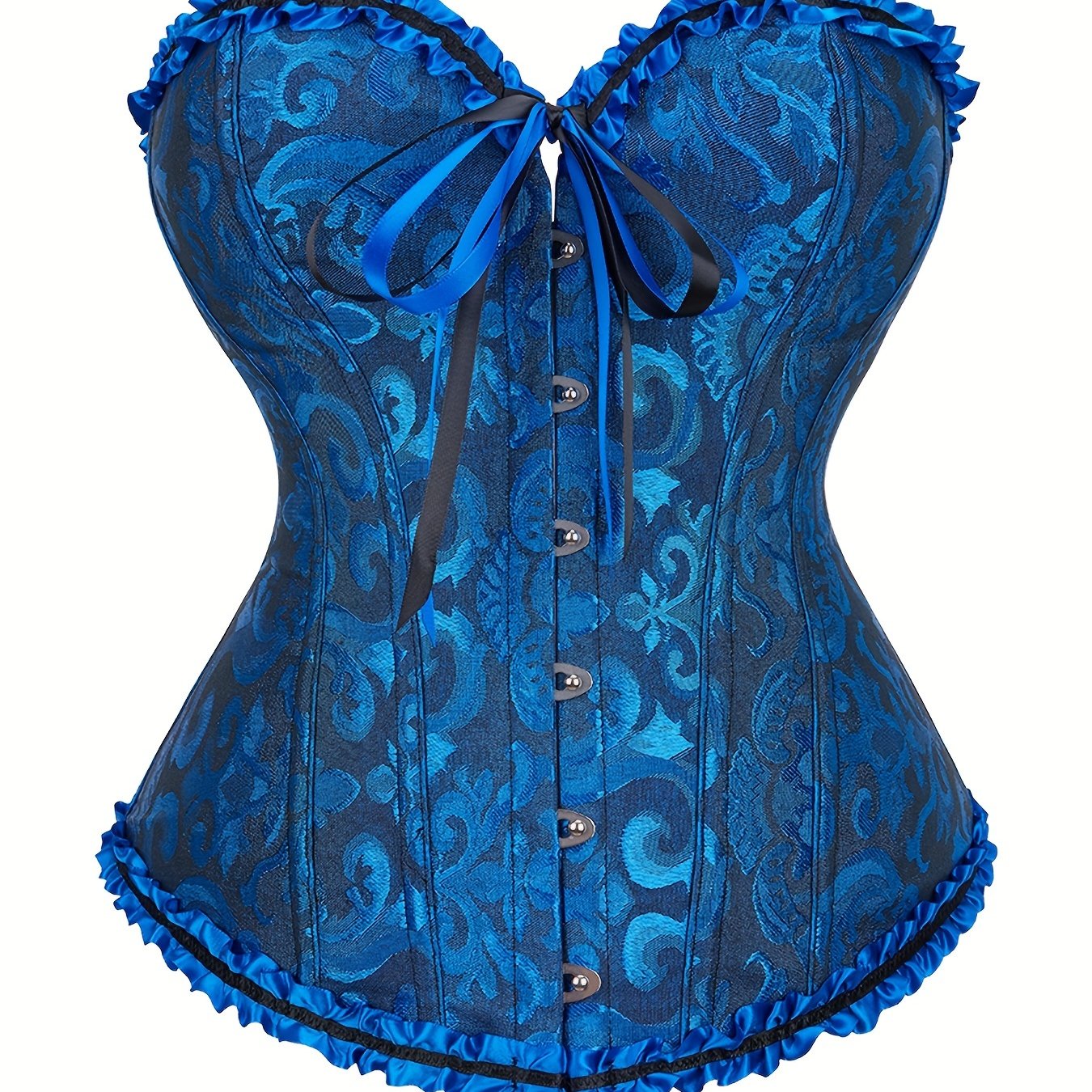 E-shop Klassisches Bustier in großen Größen, gerippt, Spannungs-Top mit Spitze, Rüschung, trägerlos, Überbust-Corset