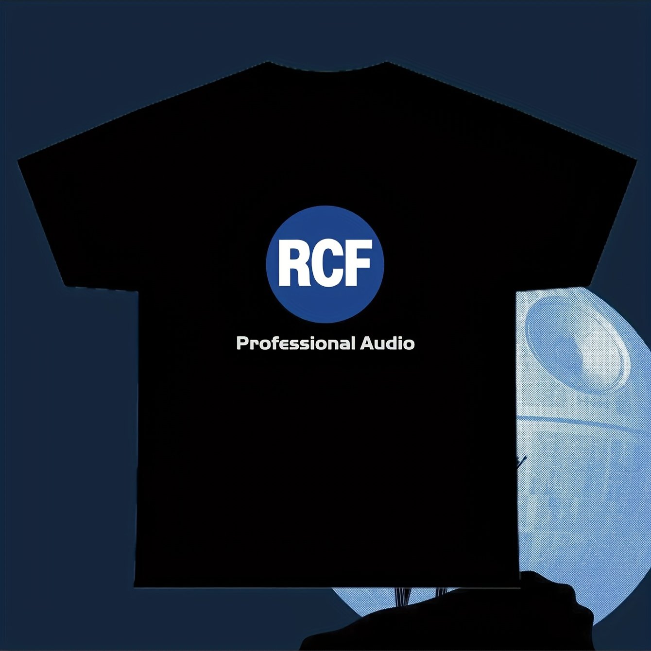 TEMU Men's Rcf Professional Audio Logo T-shirt - Black Tee With Blue , Sizes S-5xl - Audio Equipment Professional Tee For Djs, Engineers, Rcf -