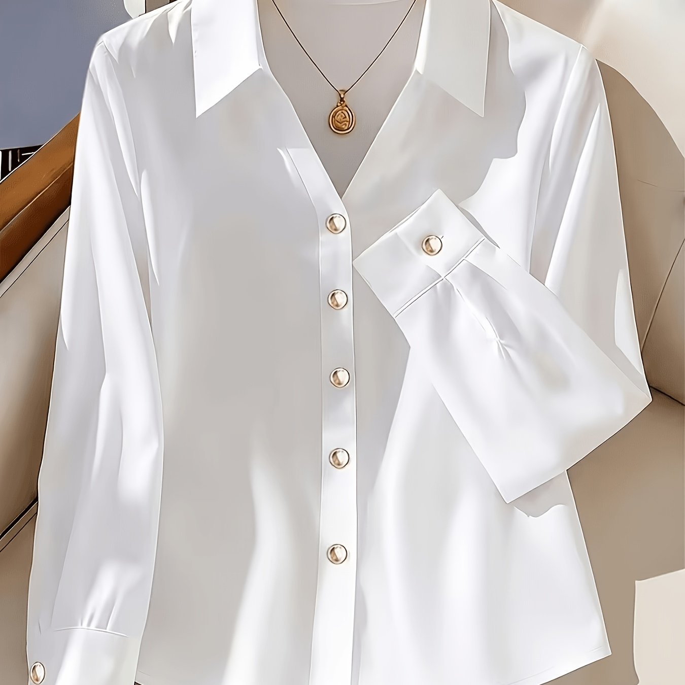 TEMU Nouveau haut pour femmes, chemise décontractée à manches longues de couleur unie pour femmes, blouse décontractée et pour femmes, convient pour