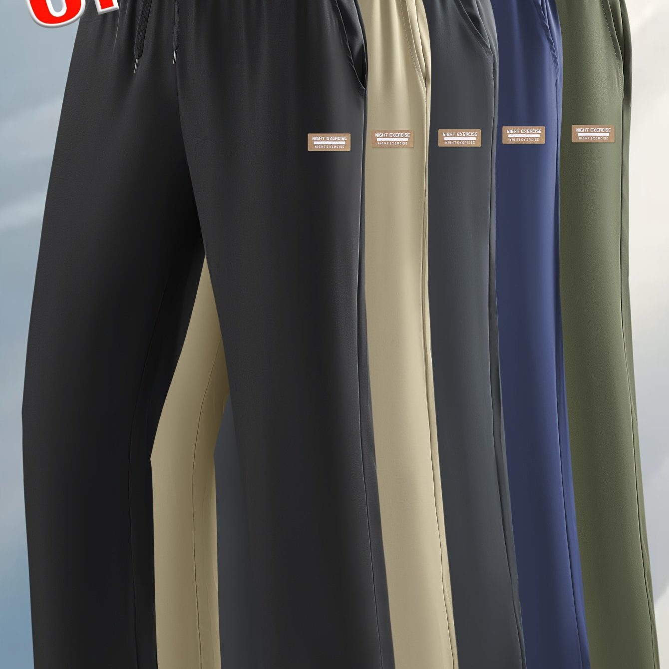 TEMU 5pcs -season Straight- Athletic Pants With Double-side Pockets & Adjustable Drawstring Waist - Comfortable Casual Hiking, Gym, Outdoor Pants