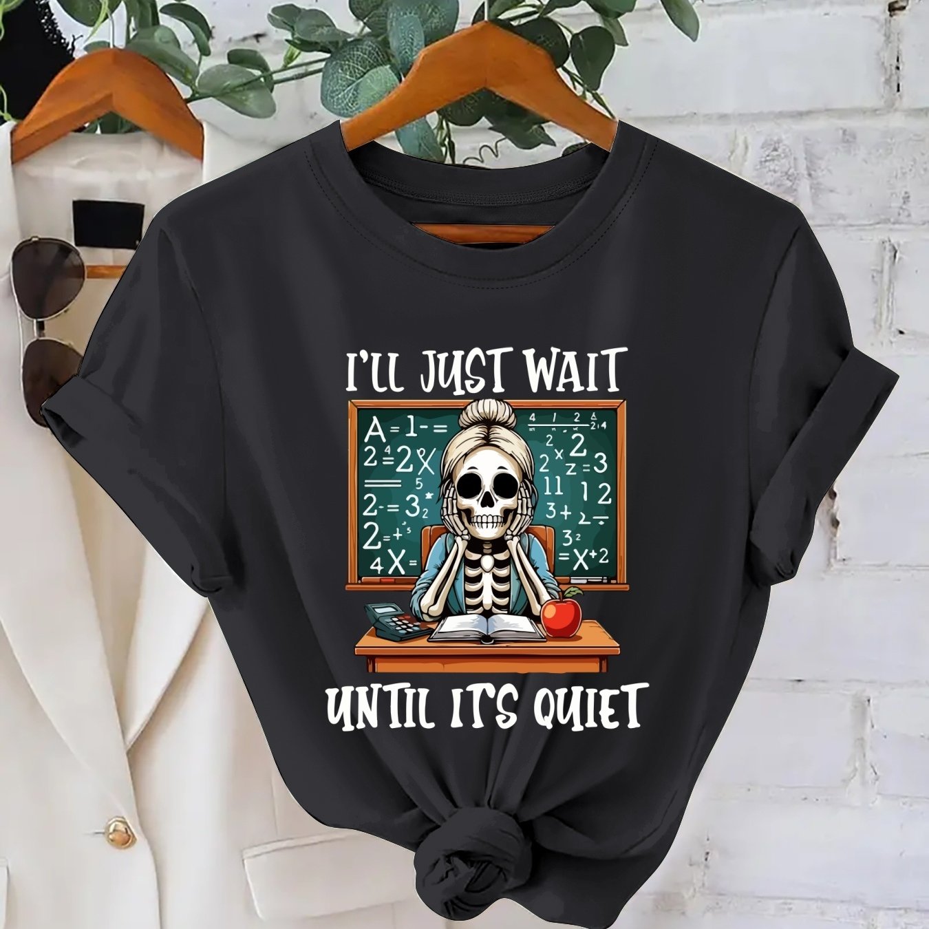 TEMU Summer Women's Teacher' Funny And Teasing Graphic Top, Short Sleeve Crew Neck Casual T-shirt, Spring/summer Essential Machine Washable Top