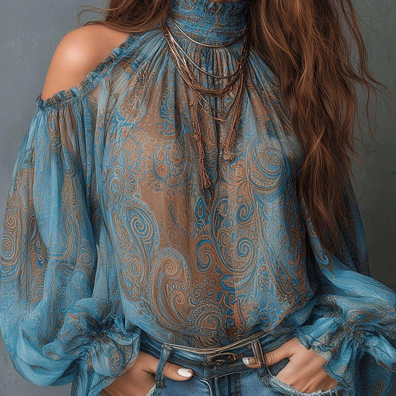 TEMU Plus Size, Plus-size Women's Fashionable Paisley Print Blouse