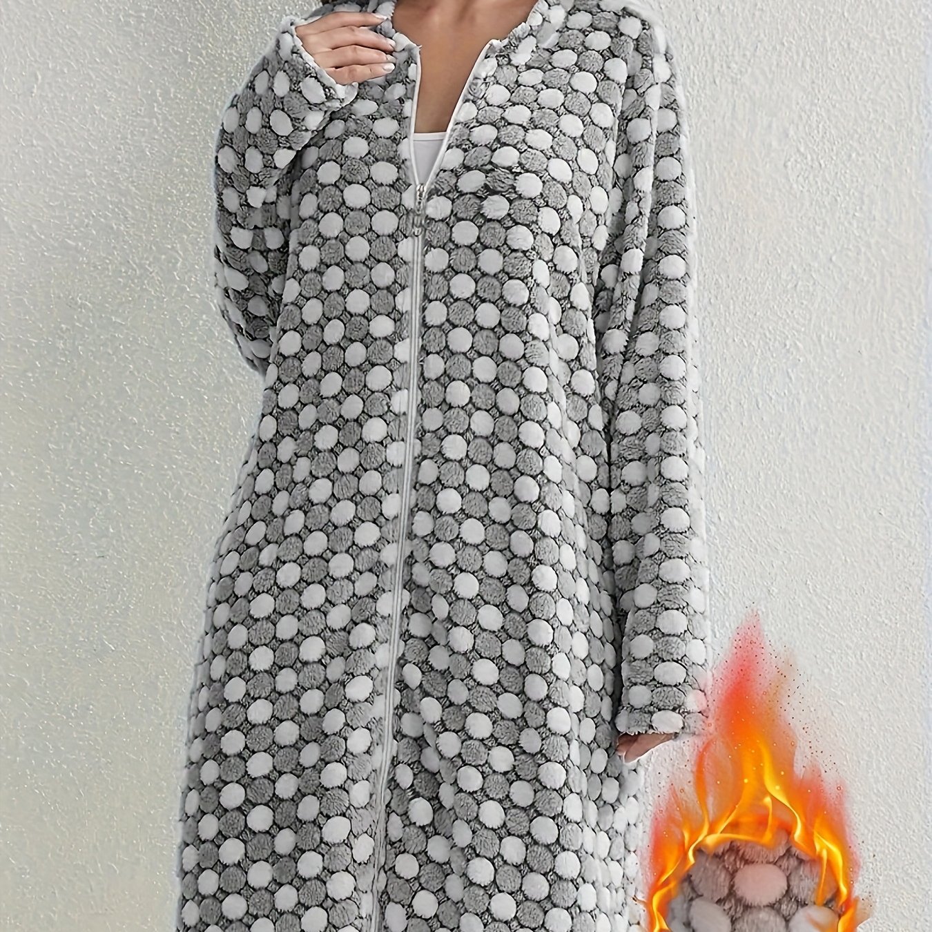 [autumn/winter] Thickened Zip-up Robe Casual Comfortable Long Sleeve Flannel Robe Women's Pajamas With Pockets