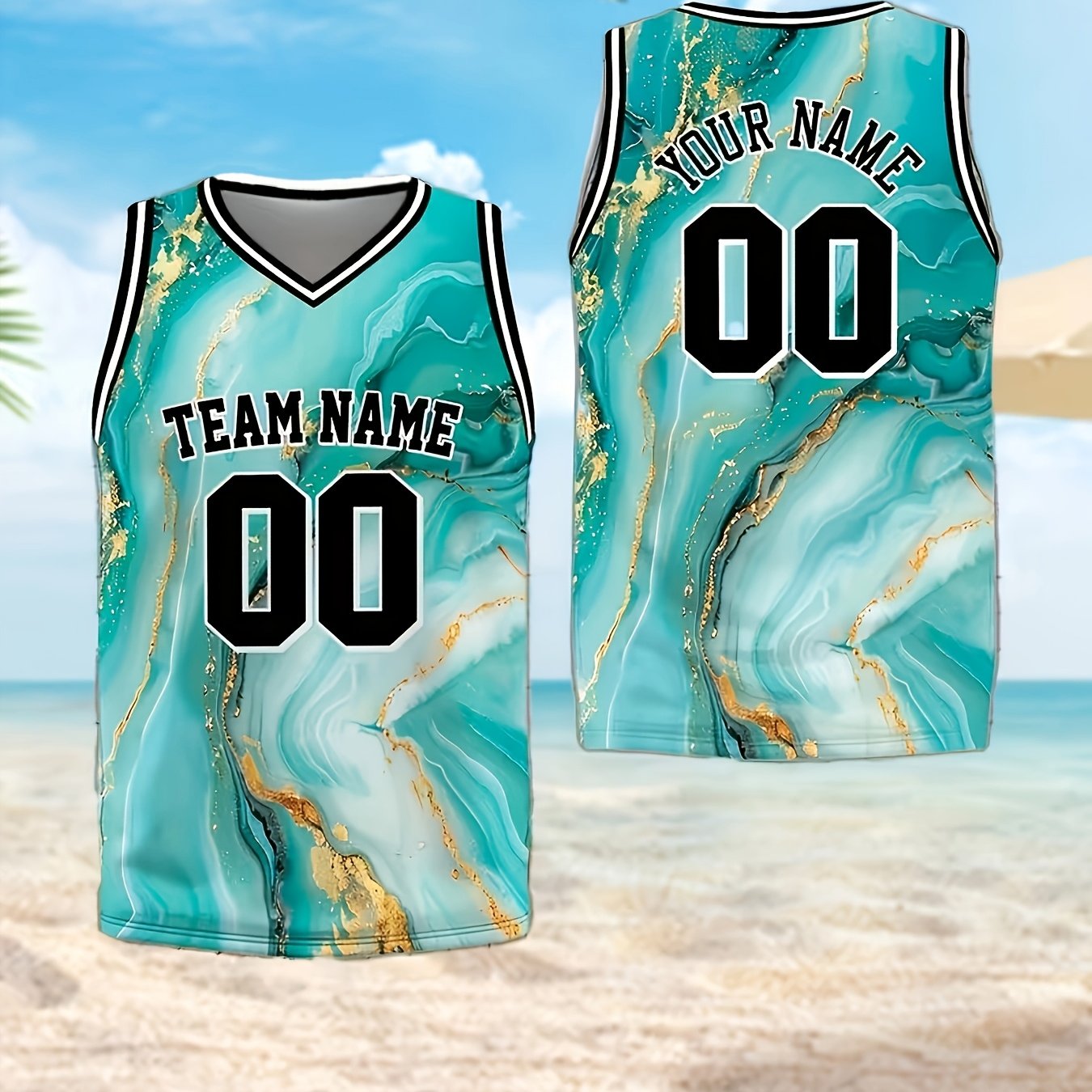 TEMU Custom Men's And Women's Summer 3d Printed Tank Tops - Personalized Team Name And Number, Comfortable Breathable V-neck Sleeveless Shirt,