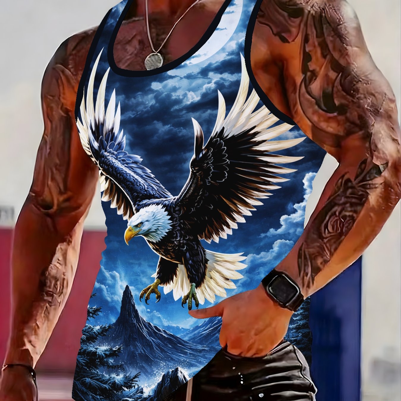 TEMU Men's Loose- Tank Top, Summer Fitness Sleeveless T-shirt, Printed Vest